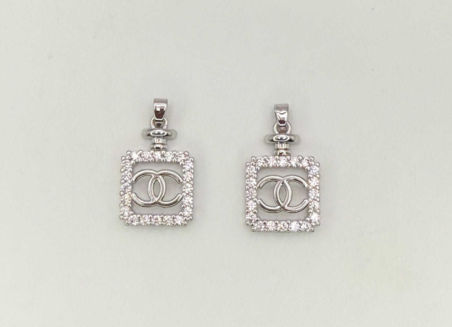 High Quality Gold and Silver CC Perfume Bottle DIY Charm Pendants