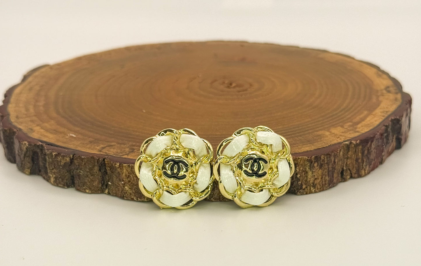 Bulky Gold CC Designer Stud Earrings