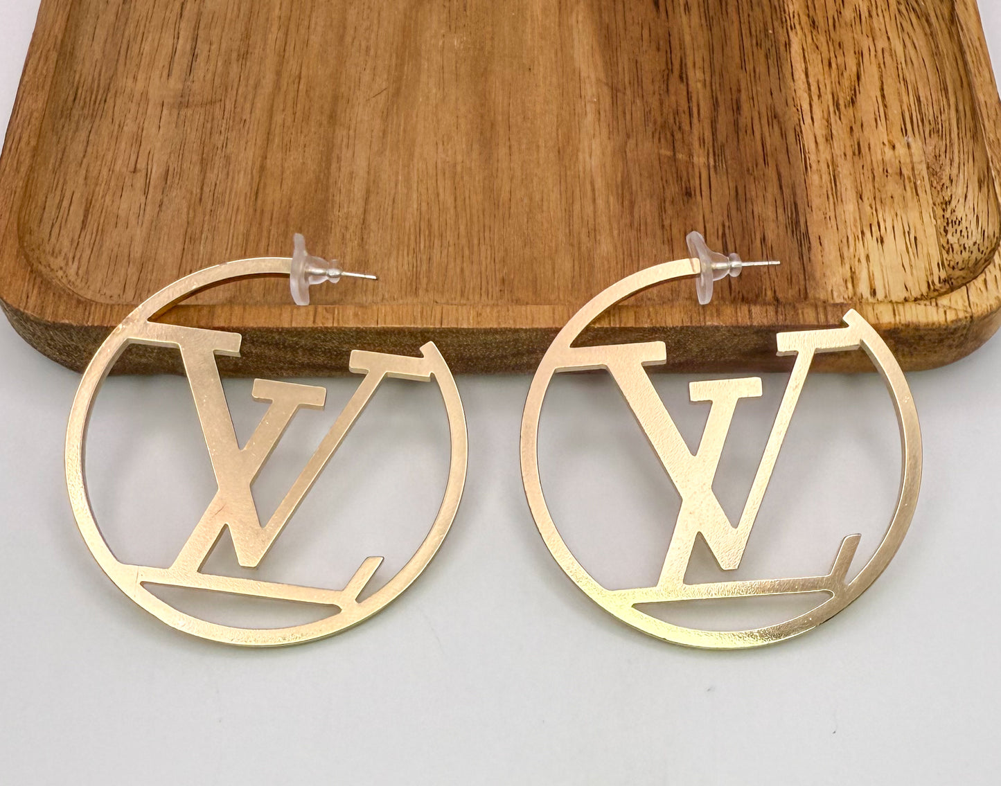 Gold LV Designer Hoop Earrings