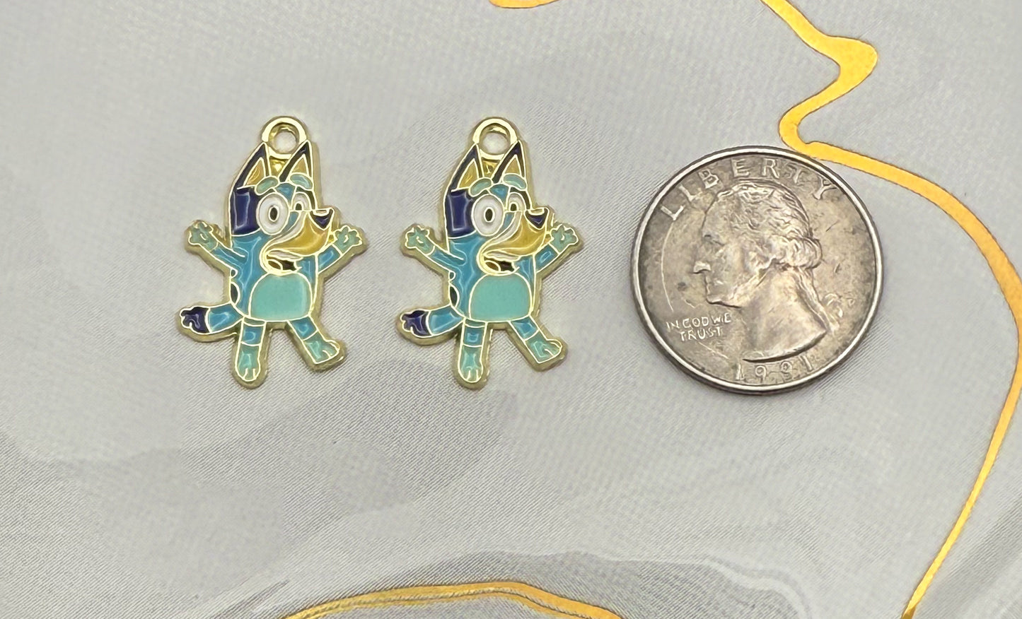Bluey DIY Gold Metal Charms