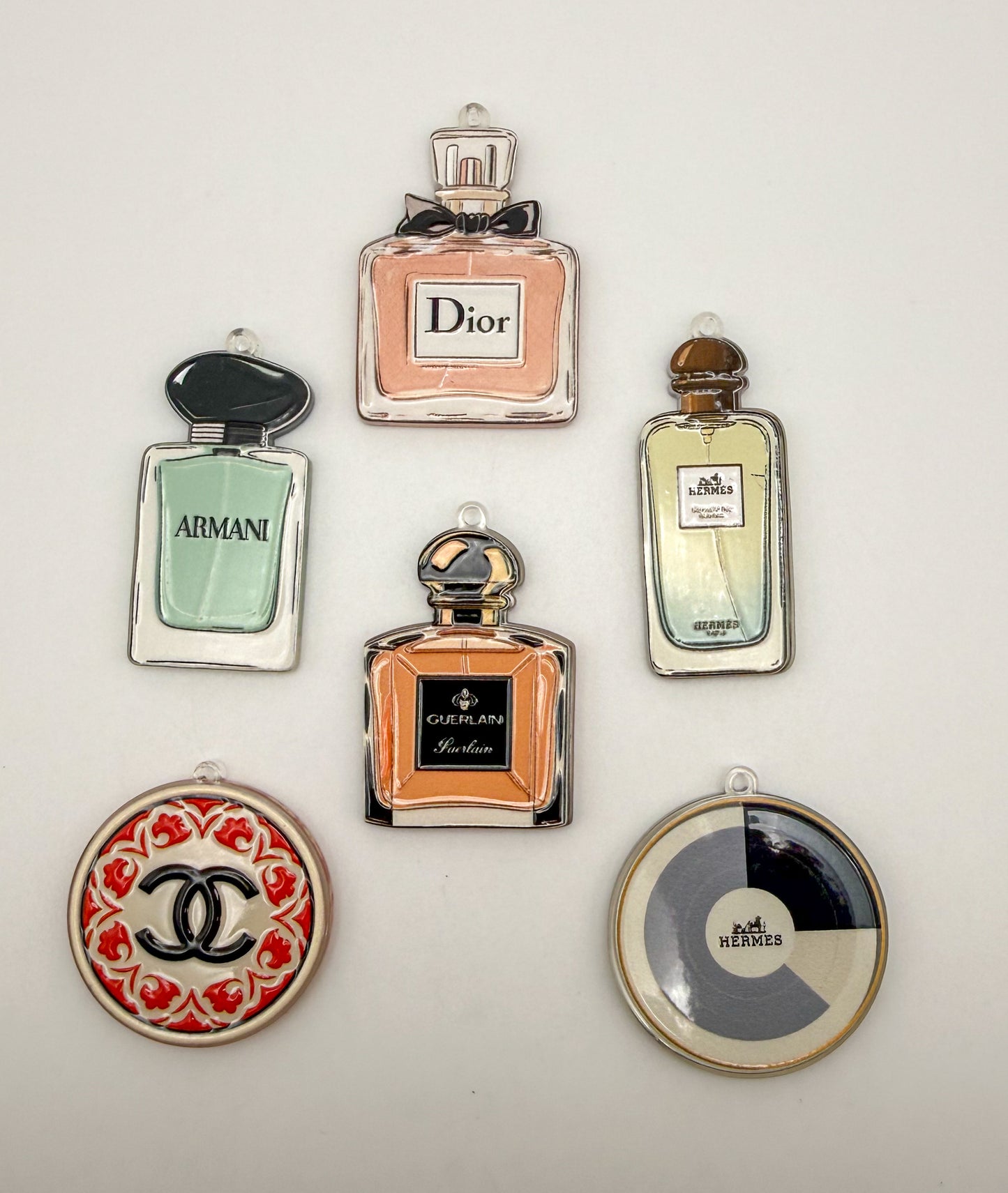 NEW Special Designer Perfume Bottle & Circle Acrylic DIY Charms Keychain