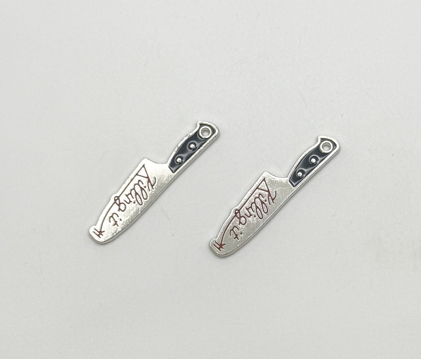Killing it Silver Knife DIY Halloween Metal Charm