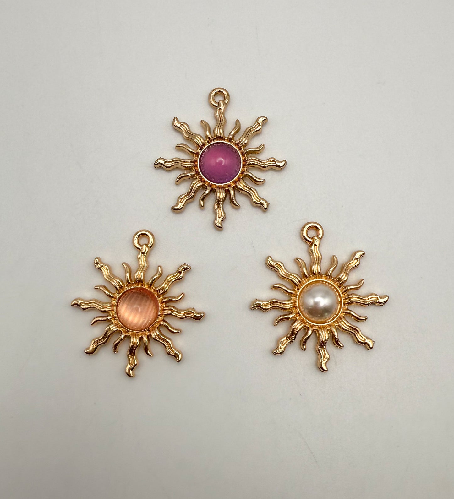 Gold Flaming Sun DIY Metal Charms