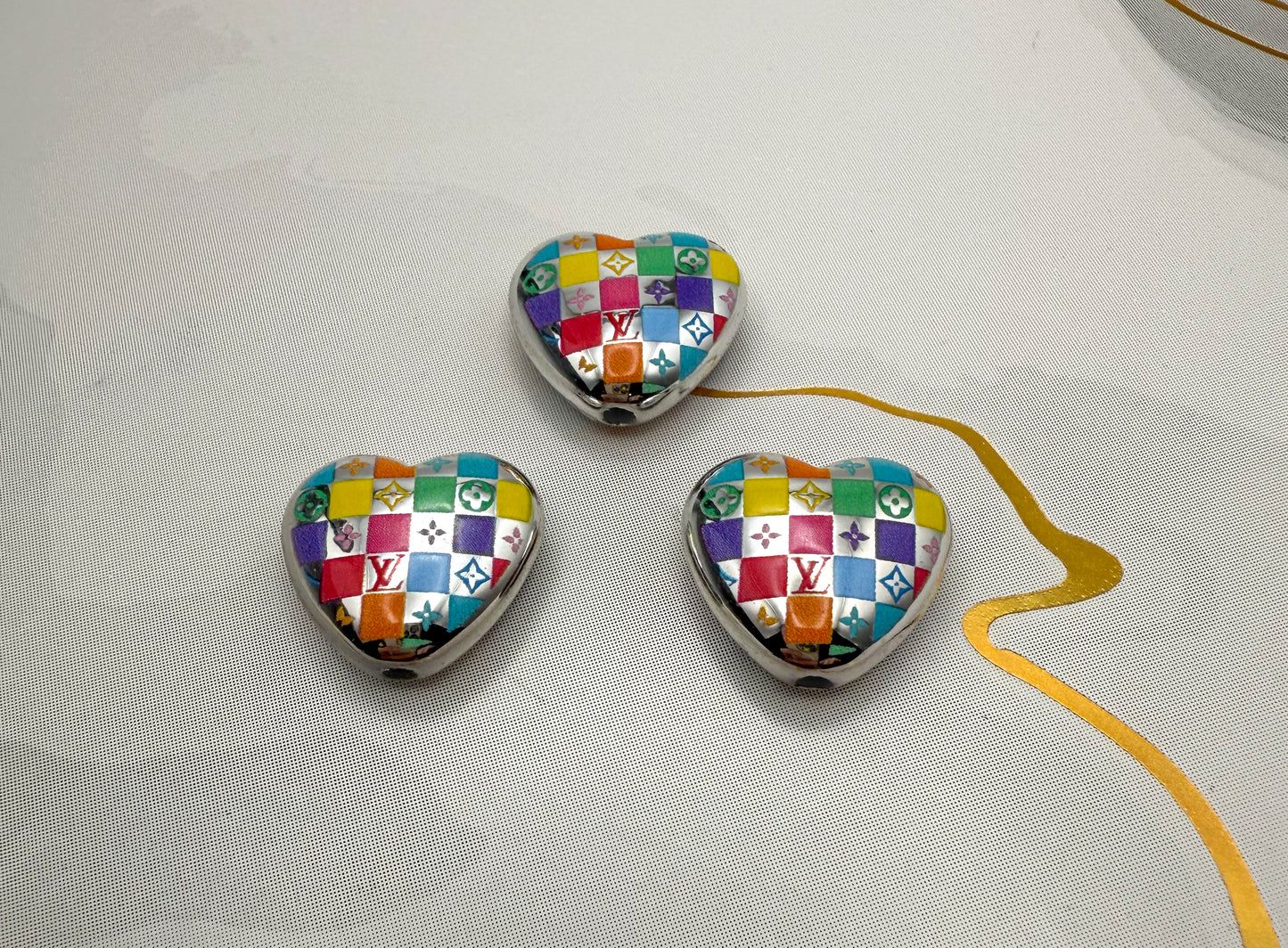 Designer Heart Shaped Acrylic DIY Beads