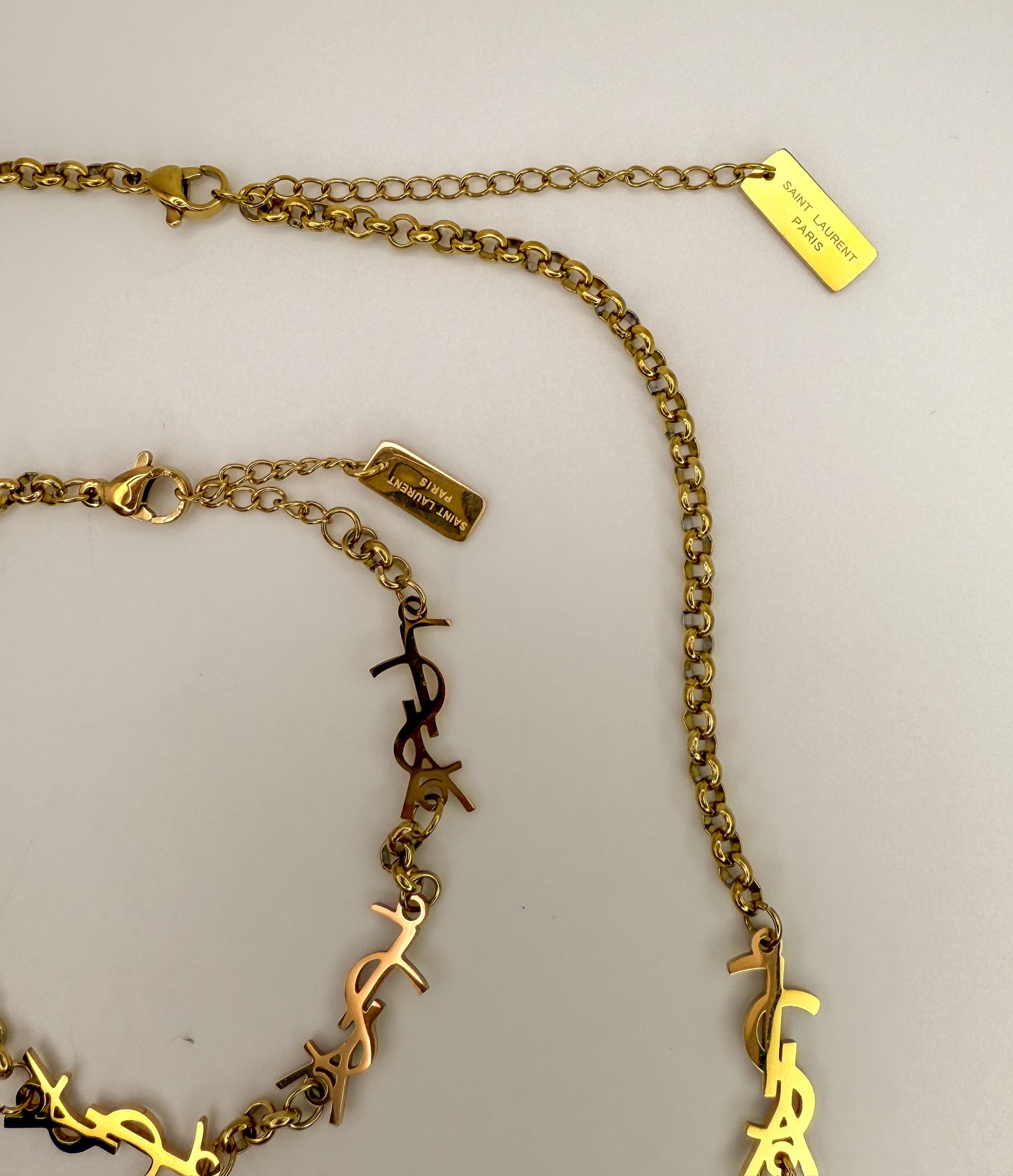 YSL Designer Gold Stainless Steel Matching Necklace & Bracelet Set