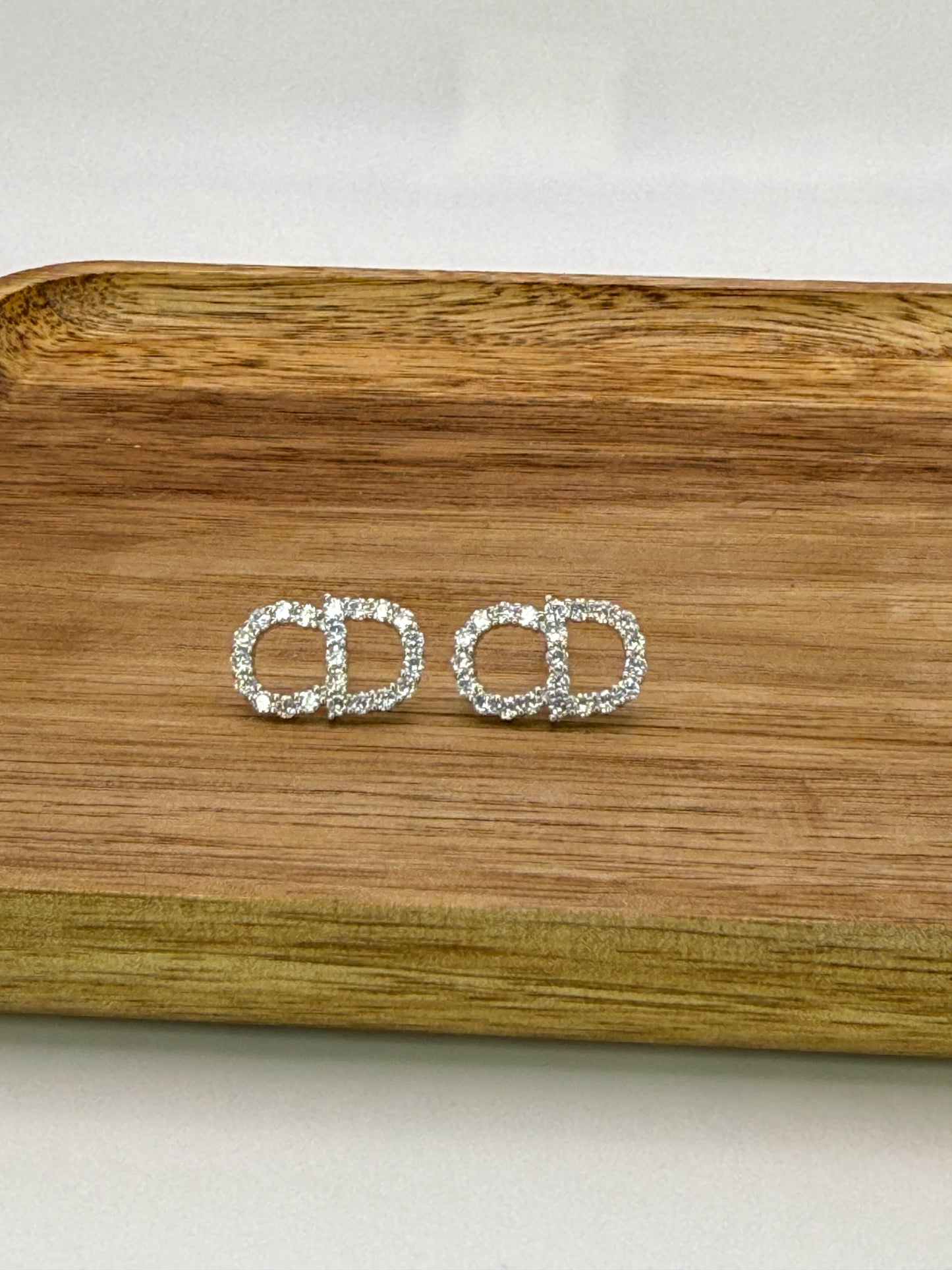 Silver C Dior Stud Earrings