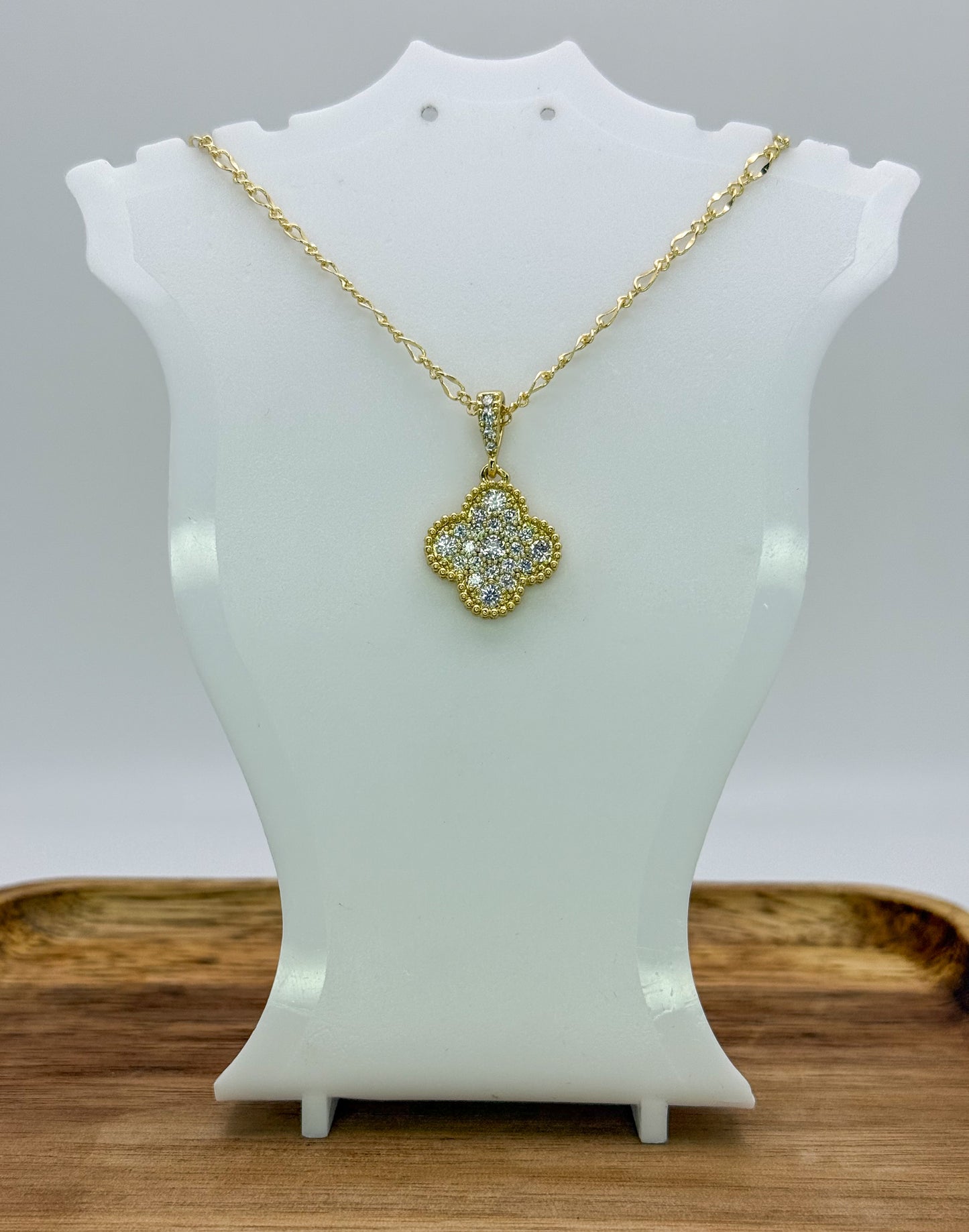Sparkling Gold Clover Necklace