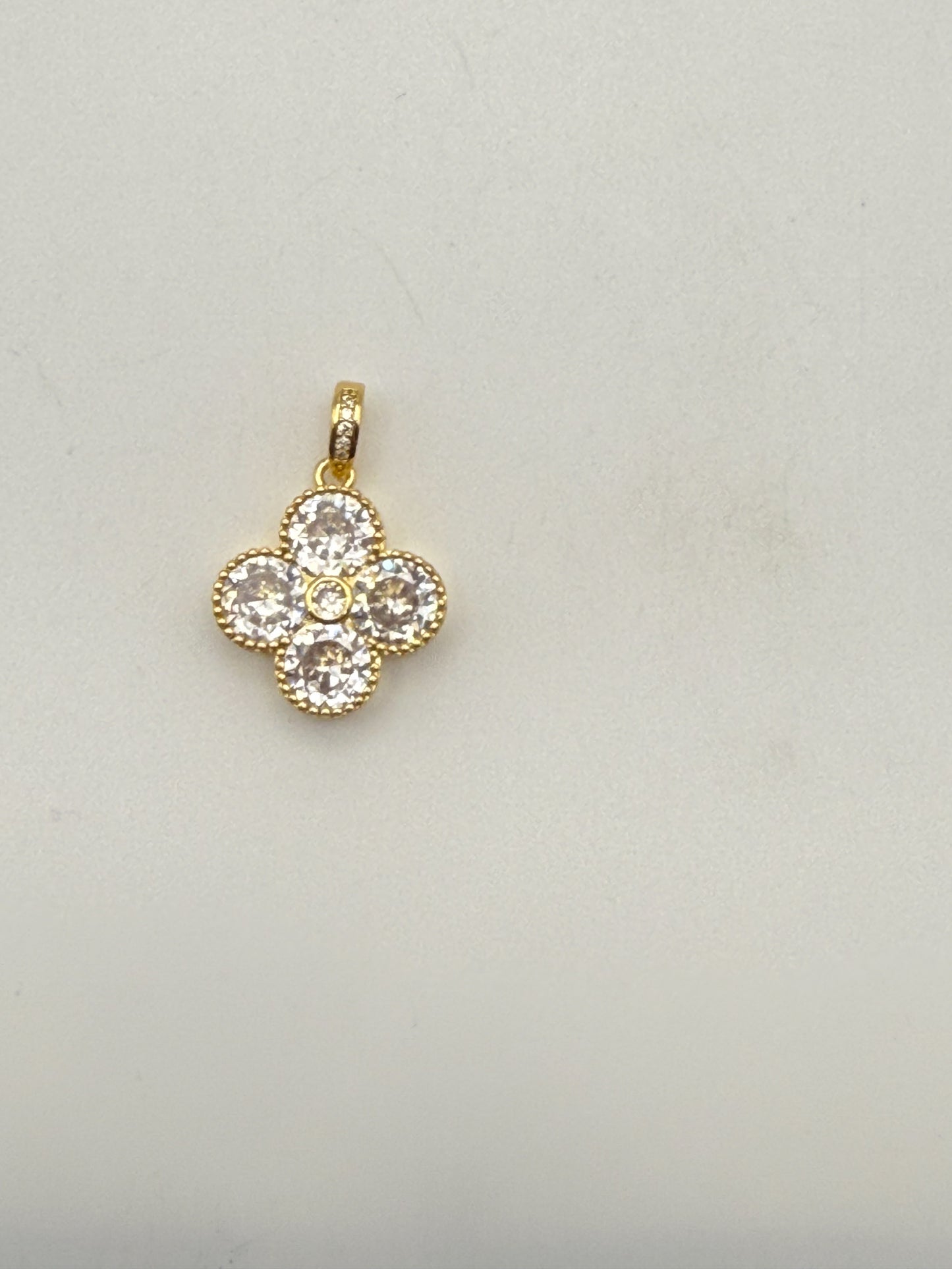 Gold Clover Design with Zircon DIY Pendant