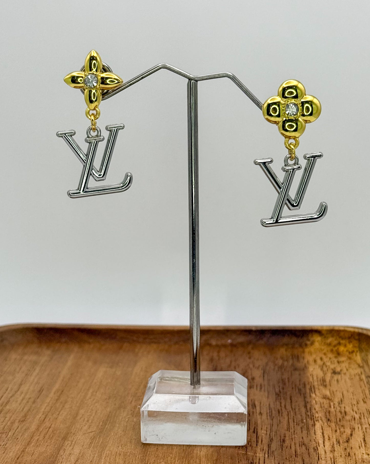 Gold & Silver LV Stud Earrings