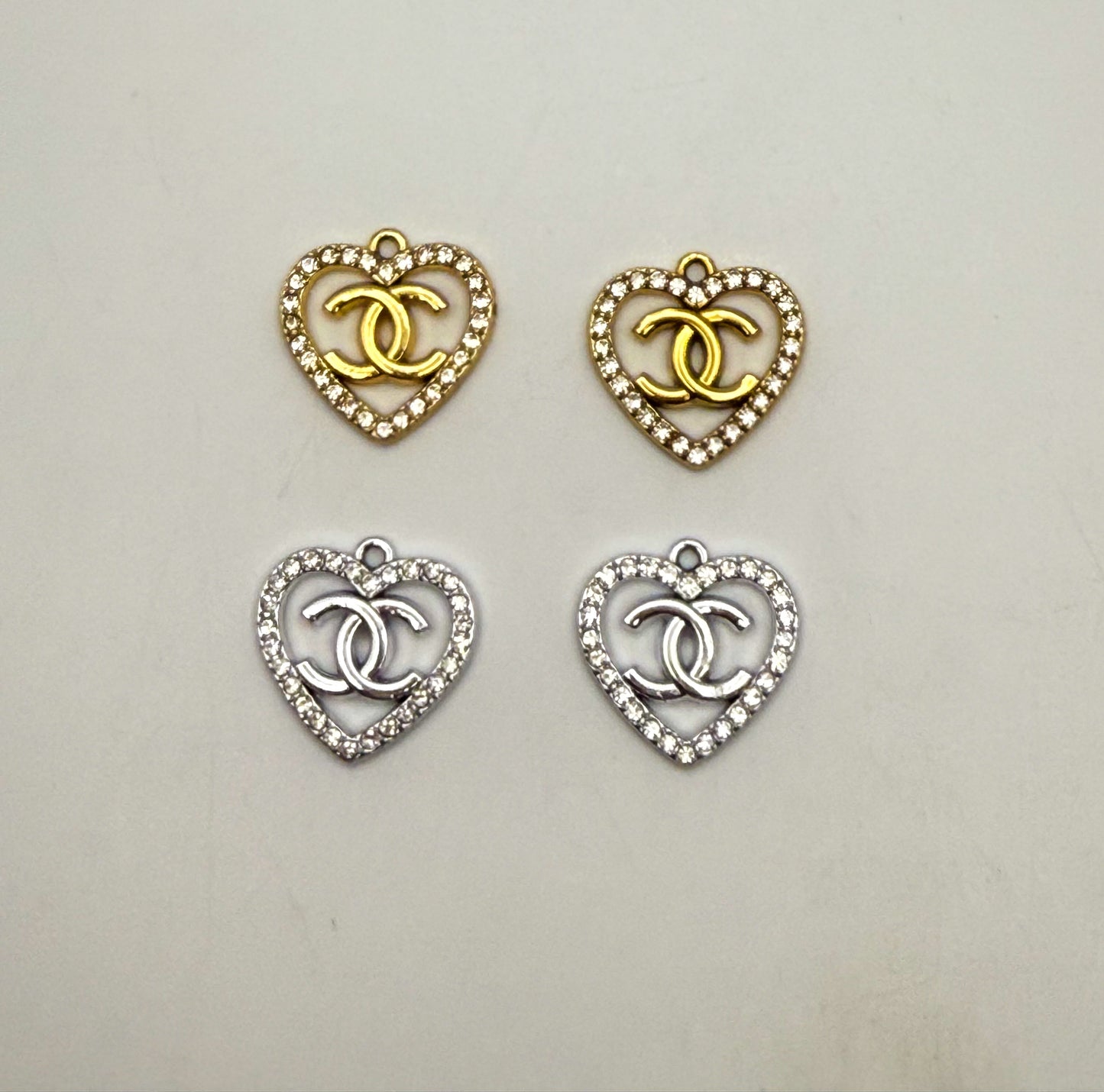 Gold and Silver CC Designer Heart DIY Charms