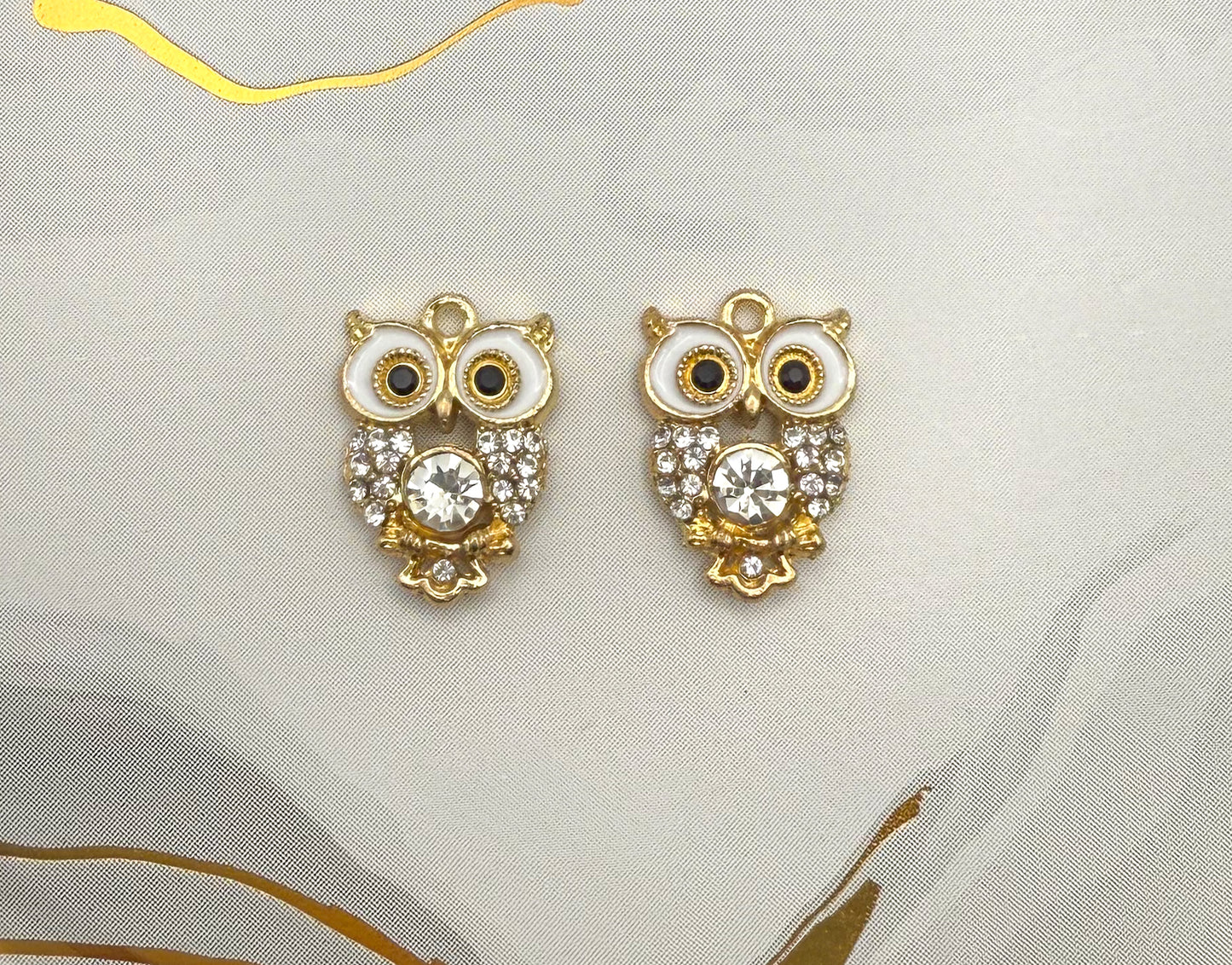 Sparkling Gold Owl DIY Metal Charm