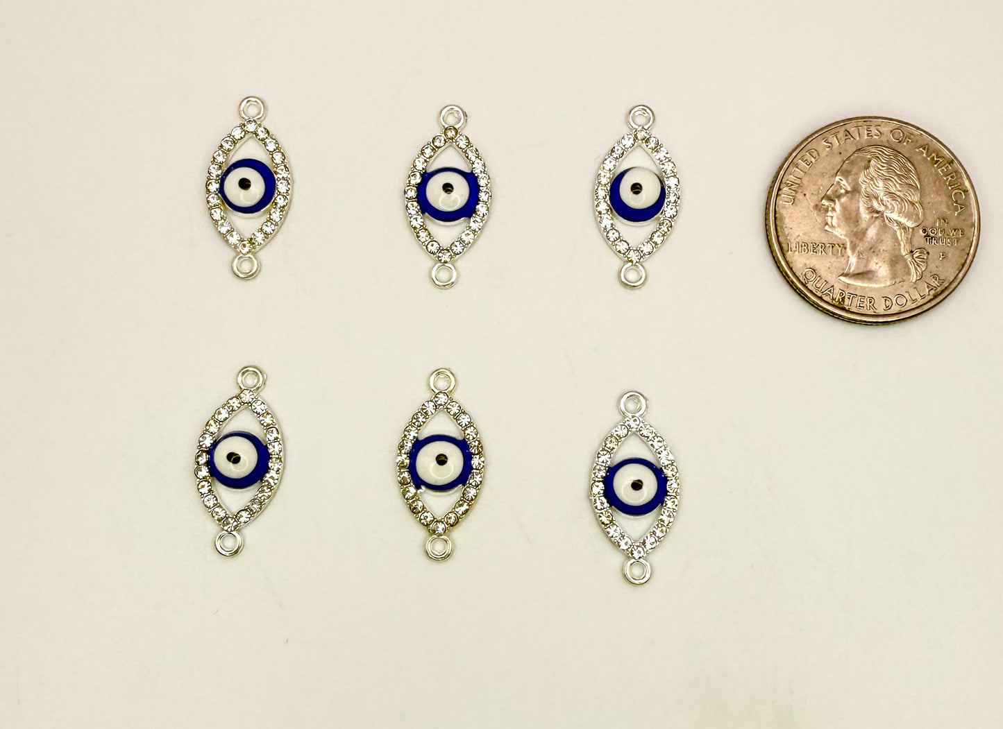 Silver Evil Eye Connector DIY Charms