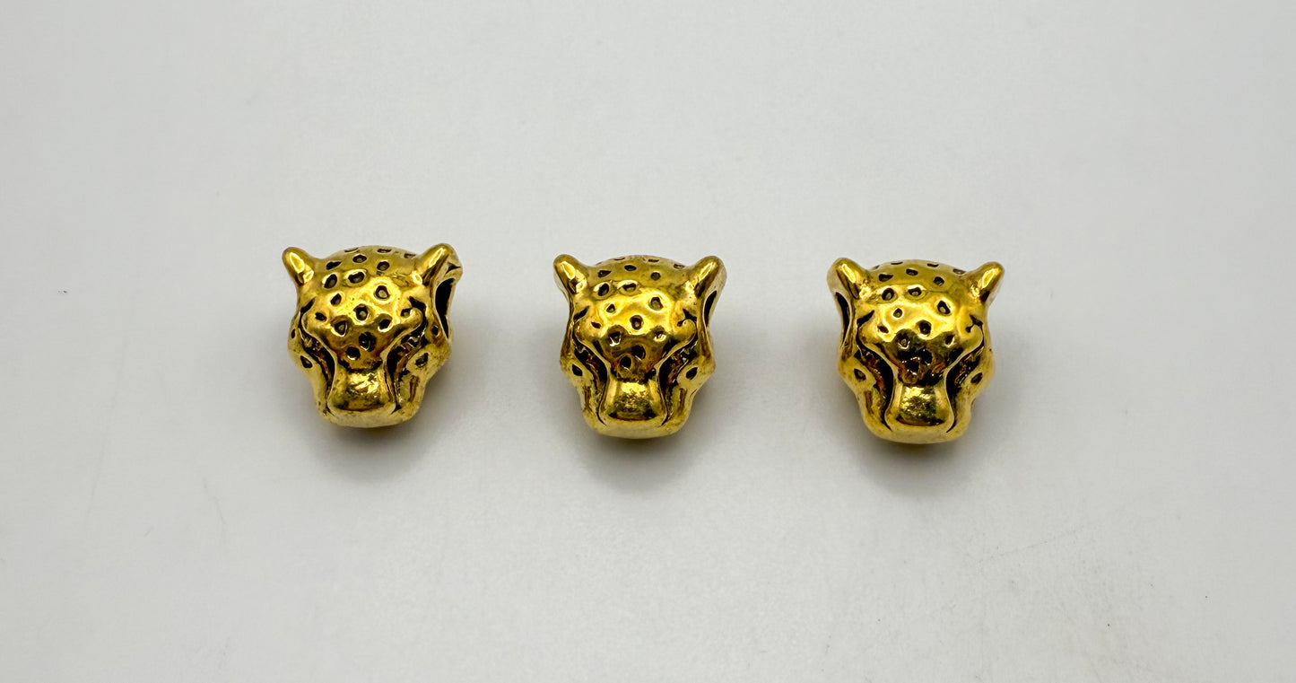 Leopard Head Gold & Silver Spacer Charm Beads