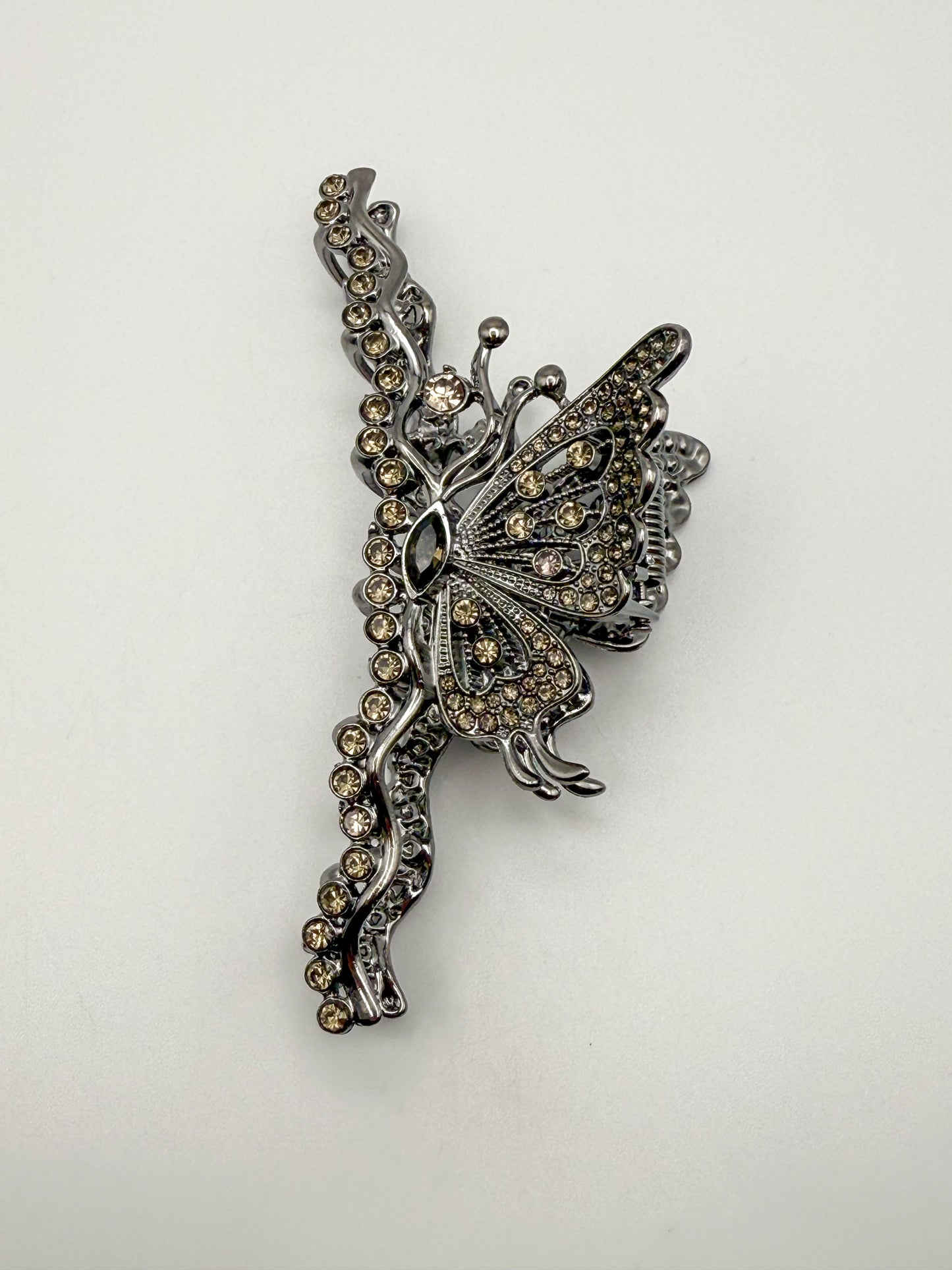 Large Black Butterfly Metal Claw Hair Clip