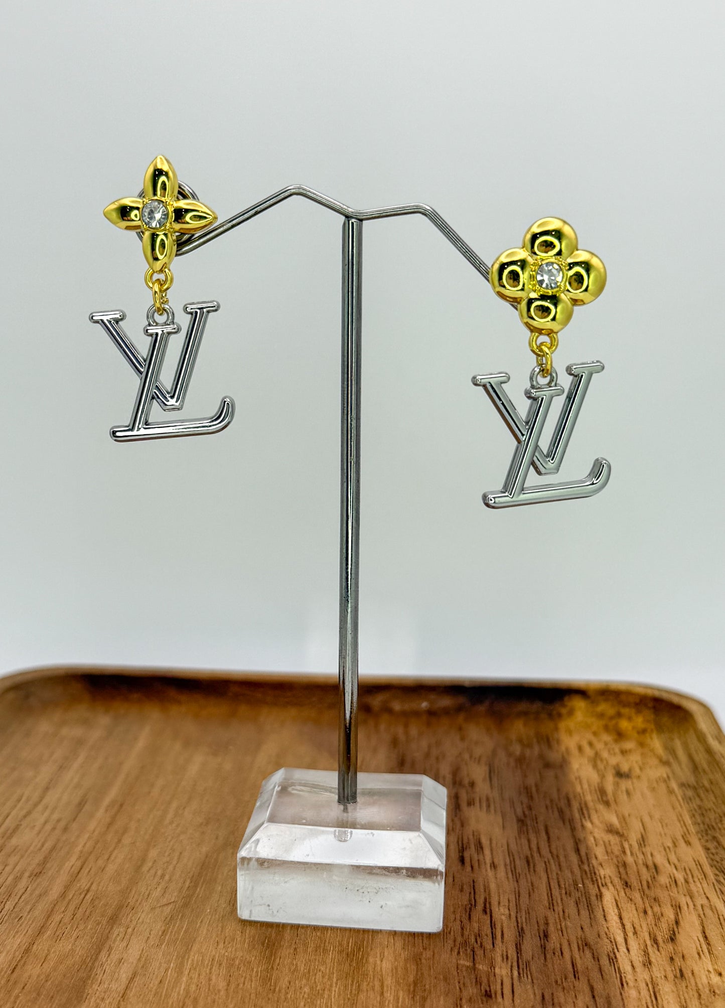 Gold & Silver LV Stud Earrings