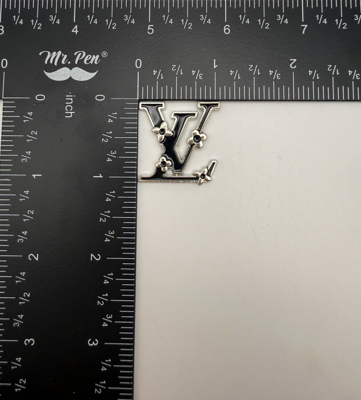 Silver Black Enamel LV DIY Metal Charm