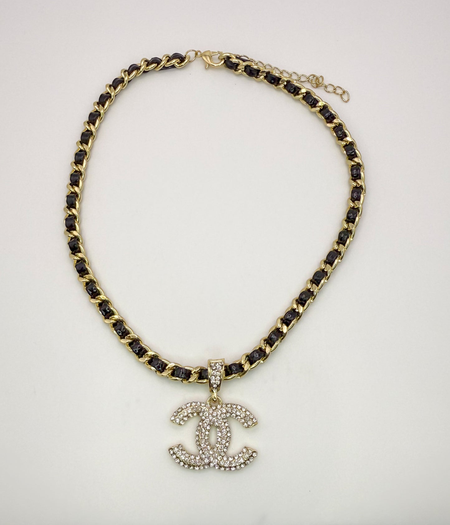Bold n Gold CC Designer Leather Weaved Necklace