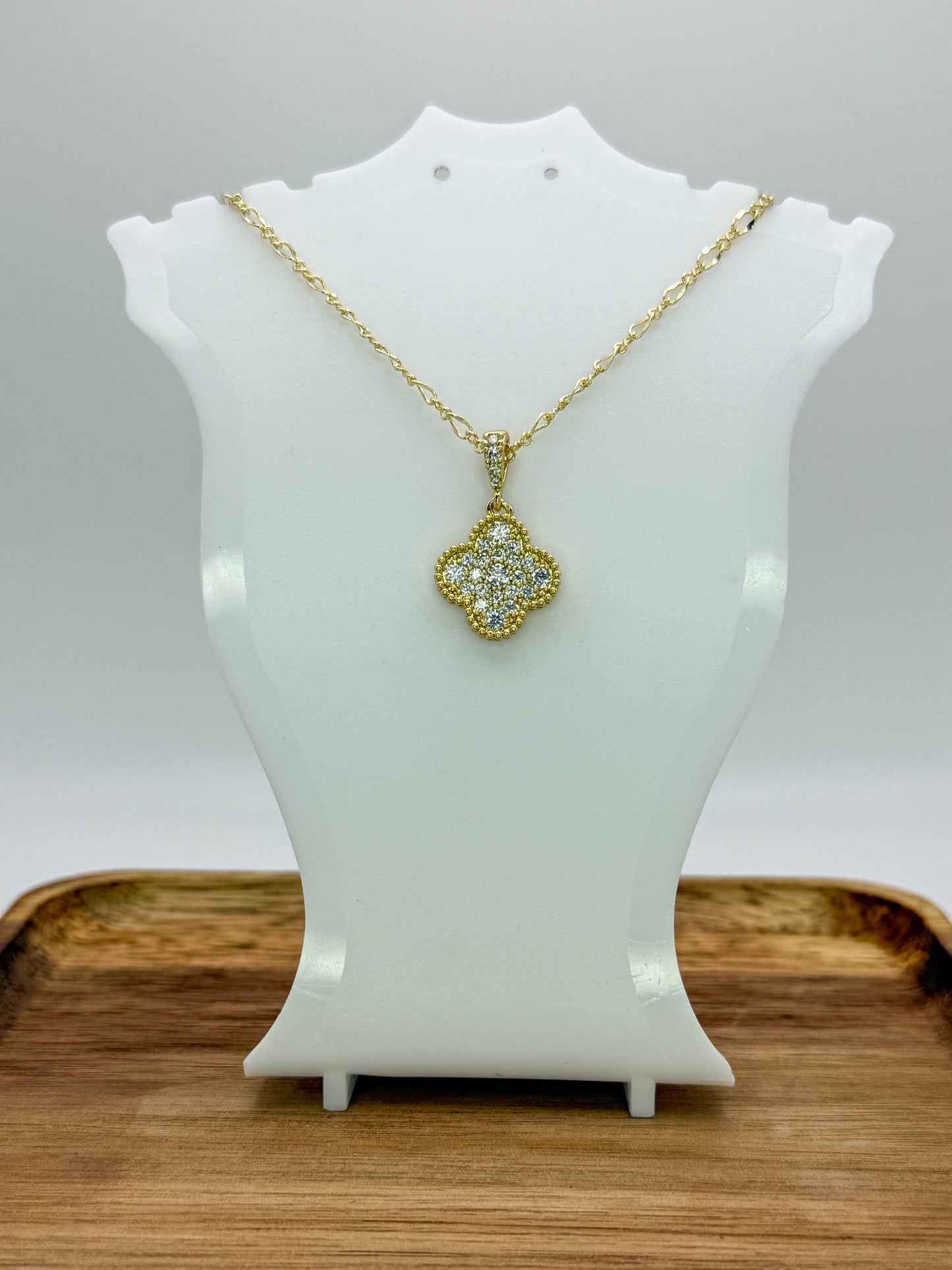Sparkling Gold Clover Necklace