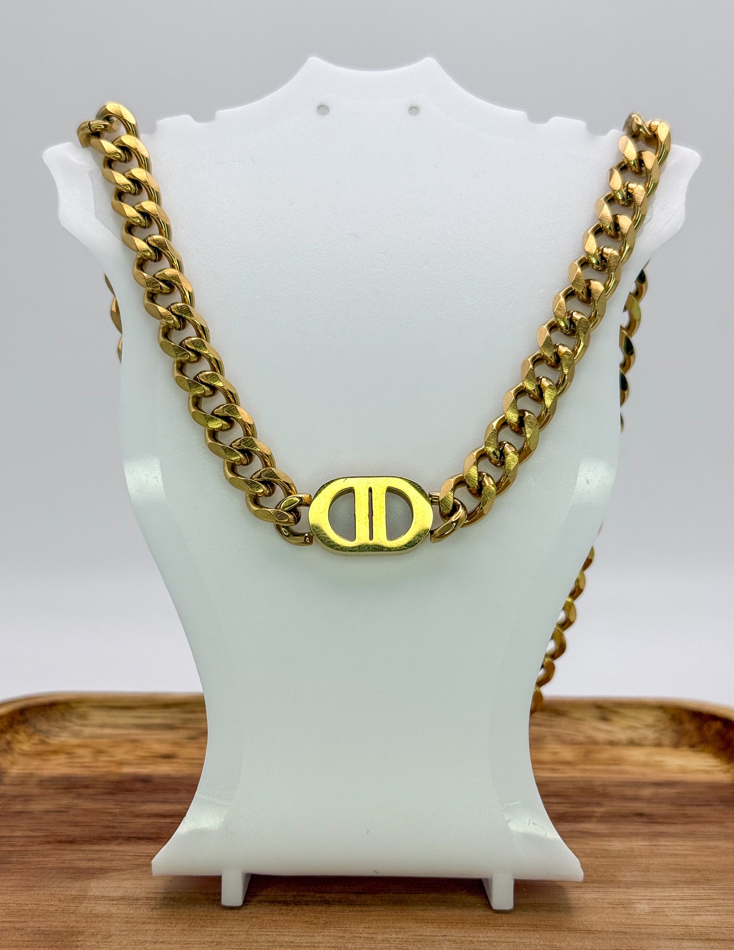 C Dior Designer Stainless Steel Cuban style Adjustable Necklaces