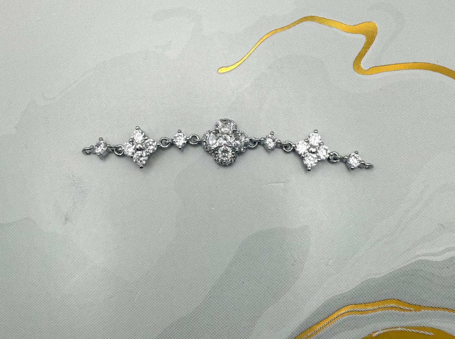 Zircon Clover Design DIY Connector Charms Gold & Silver