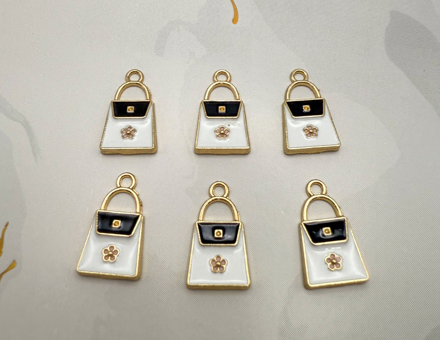 Gold & White Purse DIY Metal Charm set