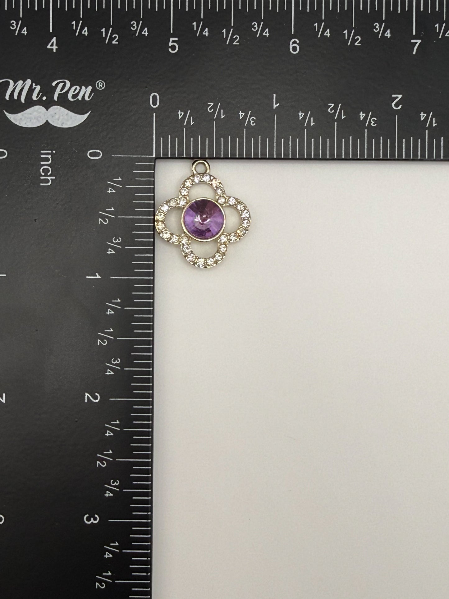 Gold Clover With Purple Gem DIY Metal Charm