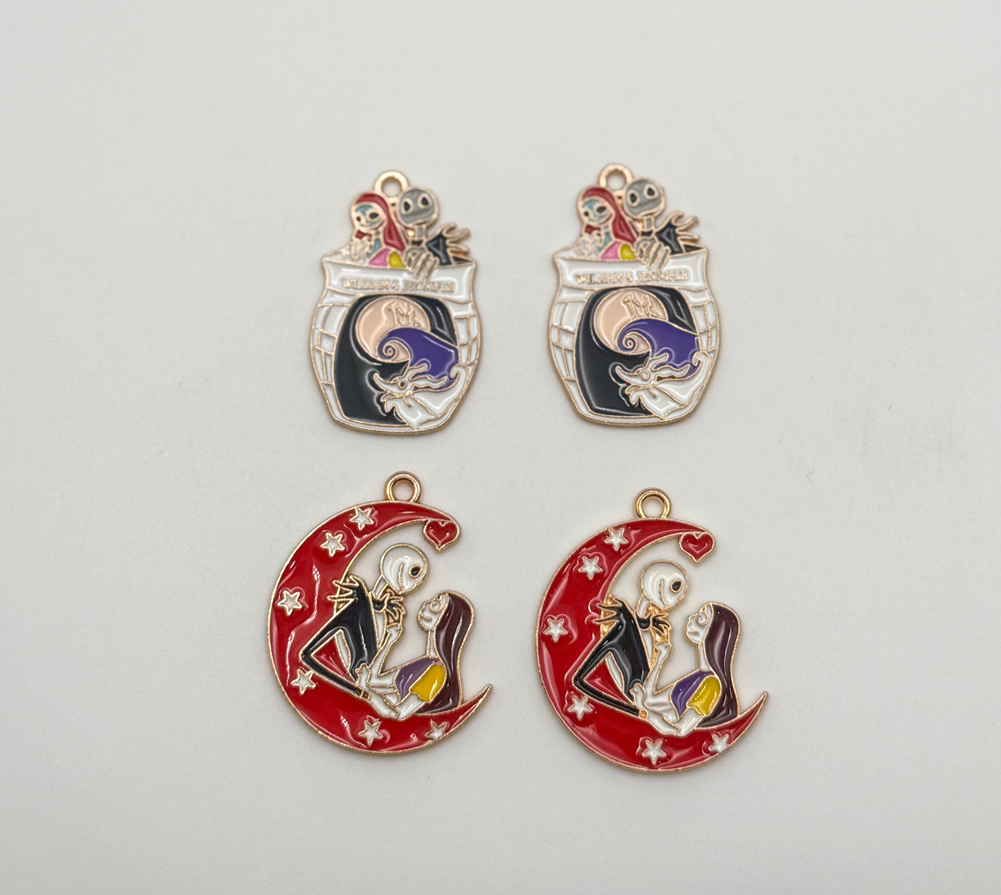 Nightmare Before Christmas Jack & Sally DIY Gold Metal Charms