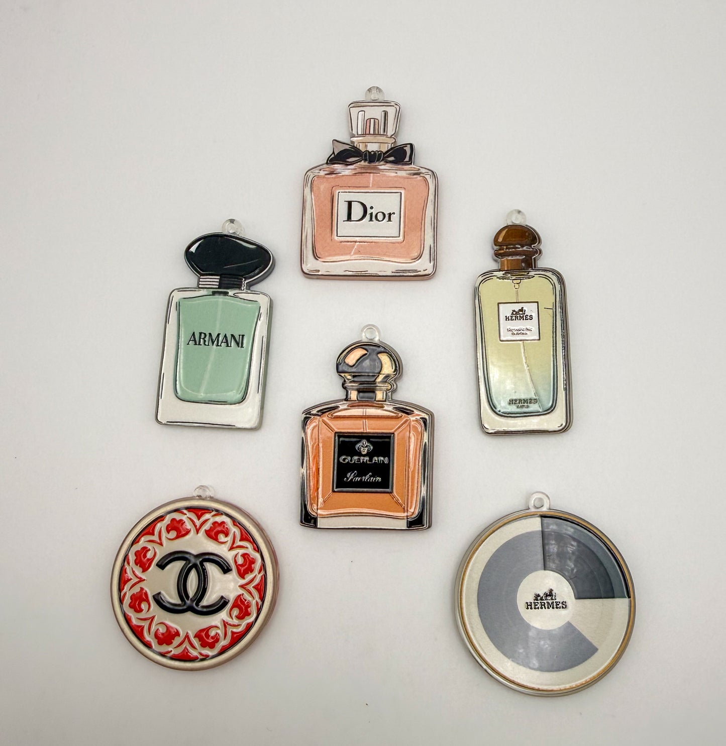 NEW Special Designer Perfume Bottle & Circle Acrylic DIY Charms Keychain