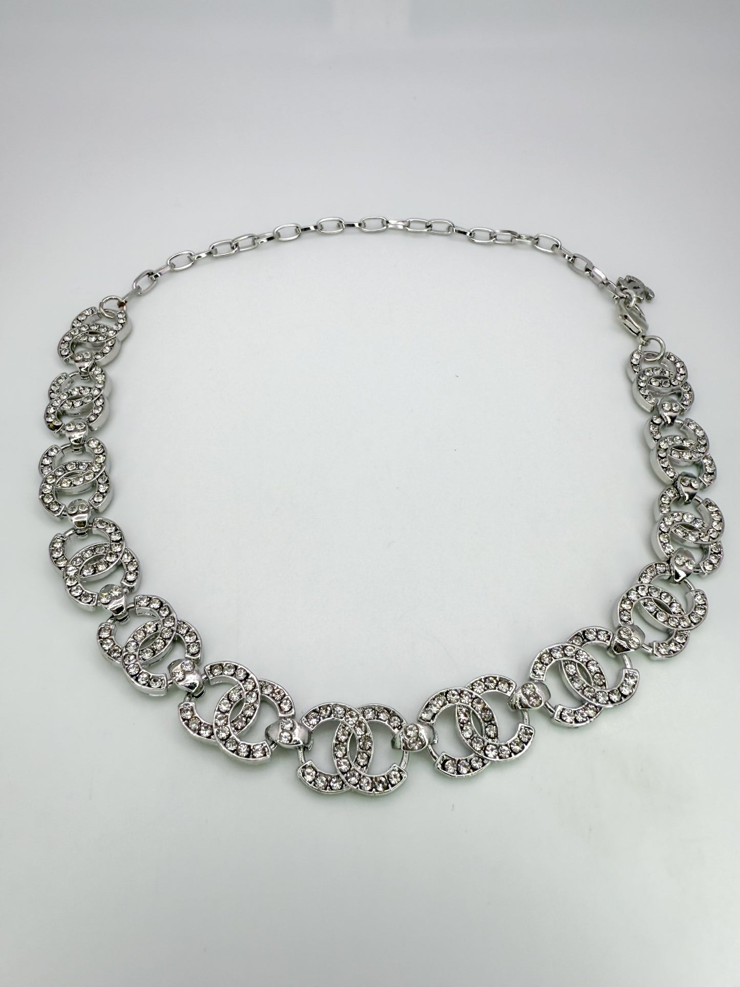 Elegant CC Designer Silver & Gold Matching Necklace and Bracelet set