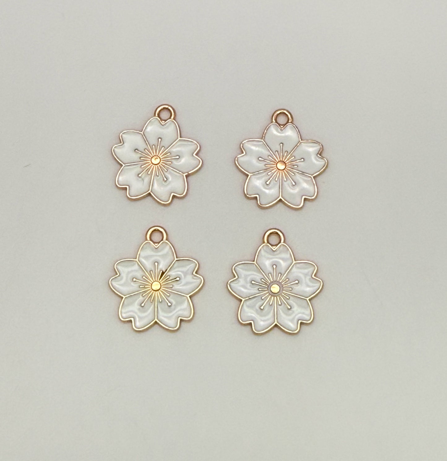 Gold Sakura Flower DIY Metal Charms