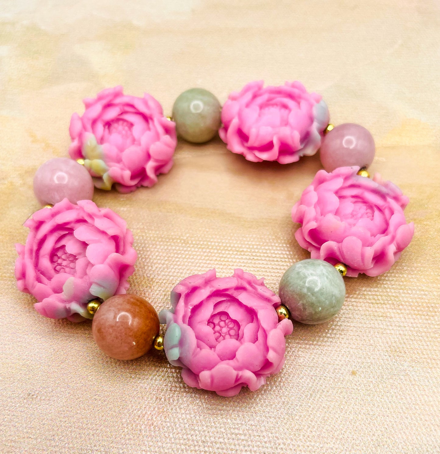 YanYuan Agate Powder Pressed Statement Bracelets