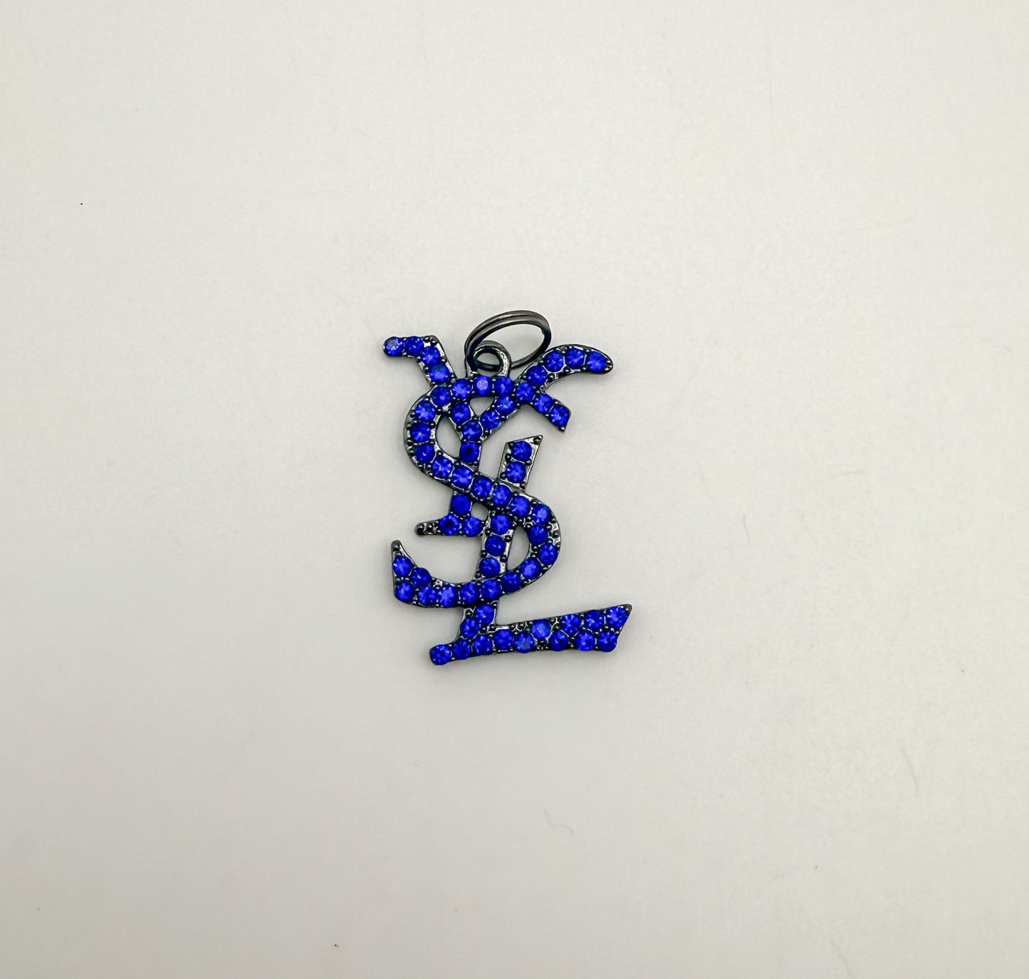 Big YSL Designer Rhinestone covered Black Metal DIY Pendant Charms
