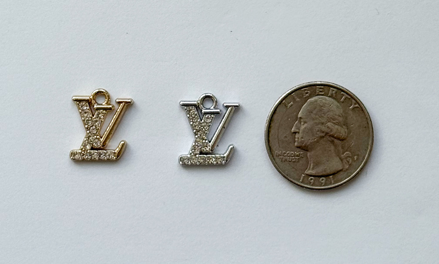 Bling LV Designer Gold or Silver DIY Charms
