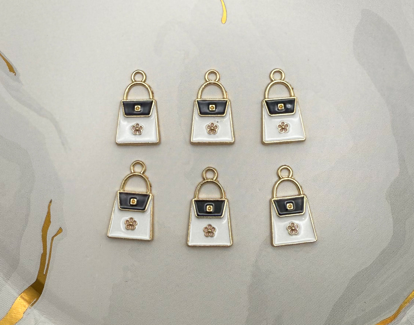 Gold & White Purse DIY Metal Charm set