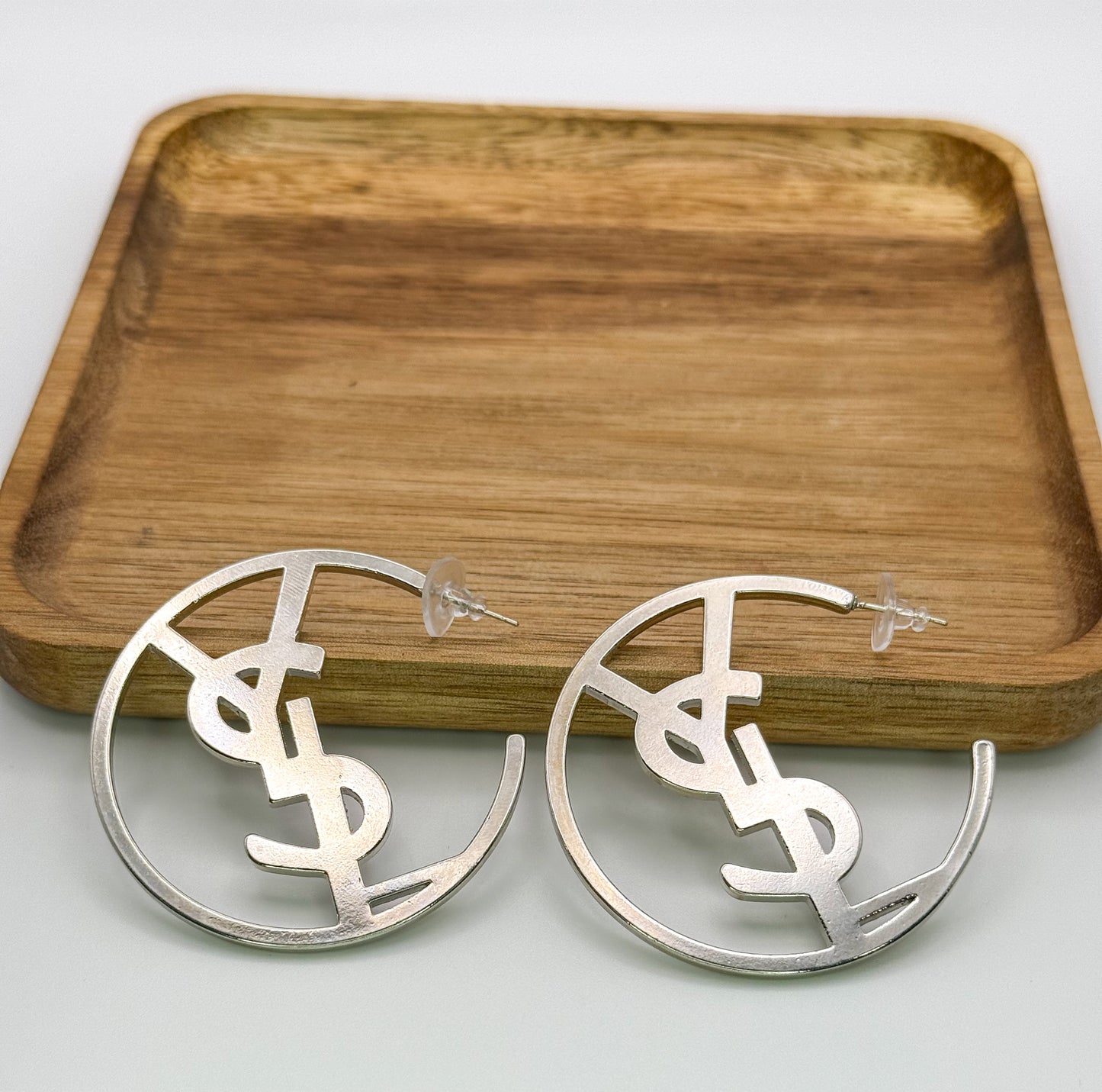 YSL Designer Silver & Gold Hoop Earrings
