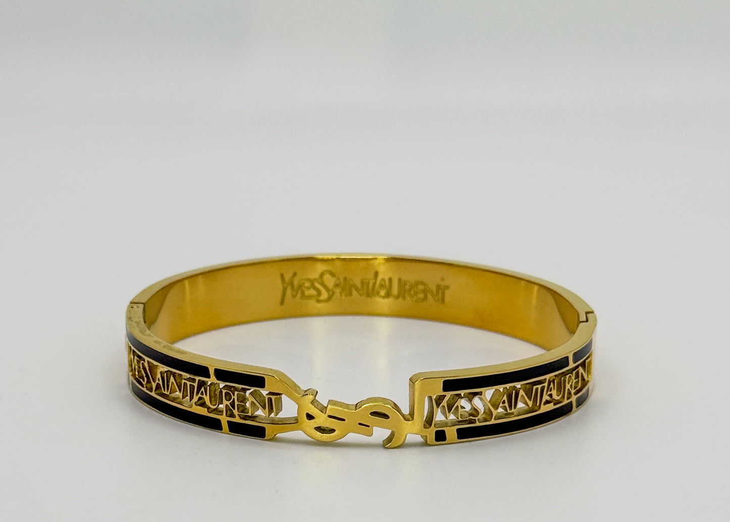 High Quality YSL Designer Gold Stainless Steel Bangle Bracelet with Designer Stamp