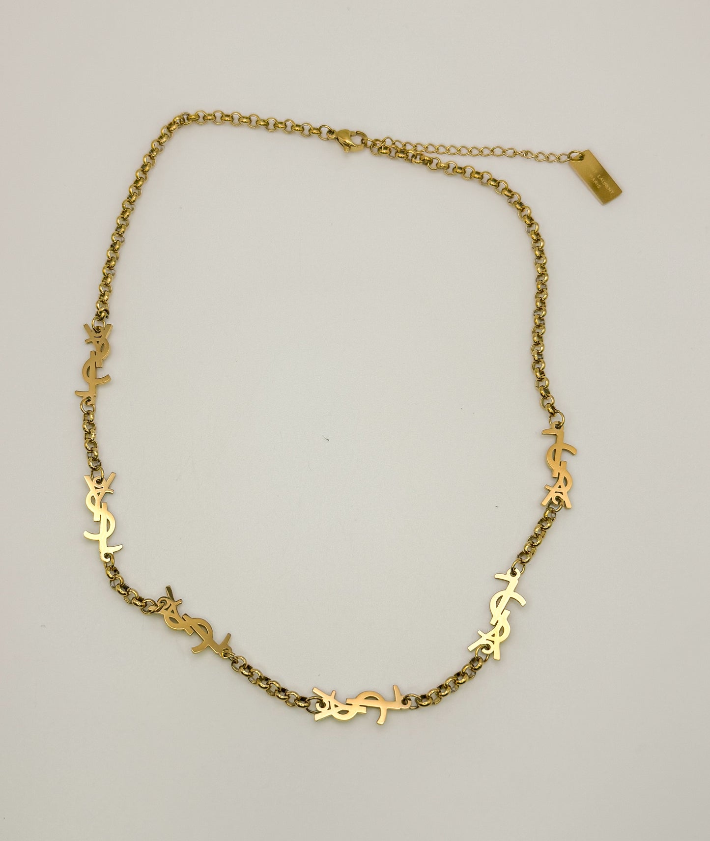 YSL Designer Gold Stainless Steel Matching Necklace & Bracelet Set