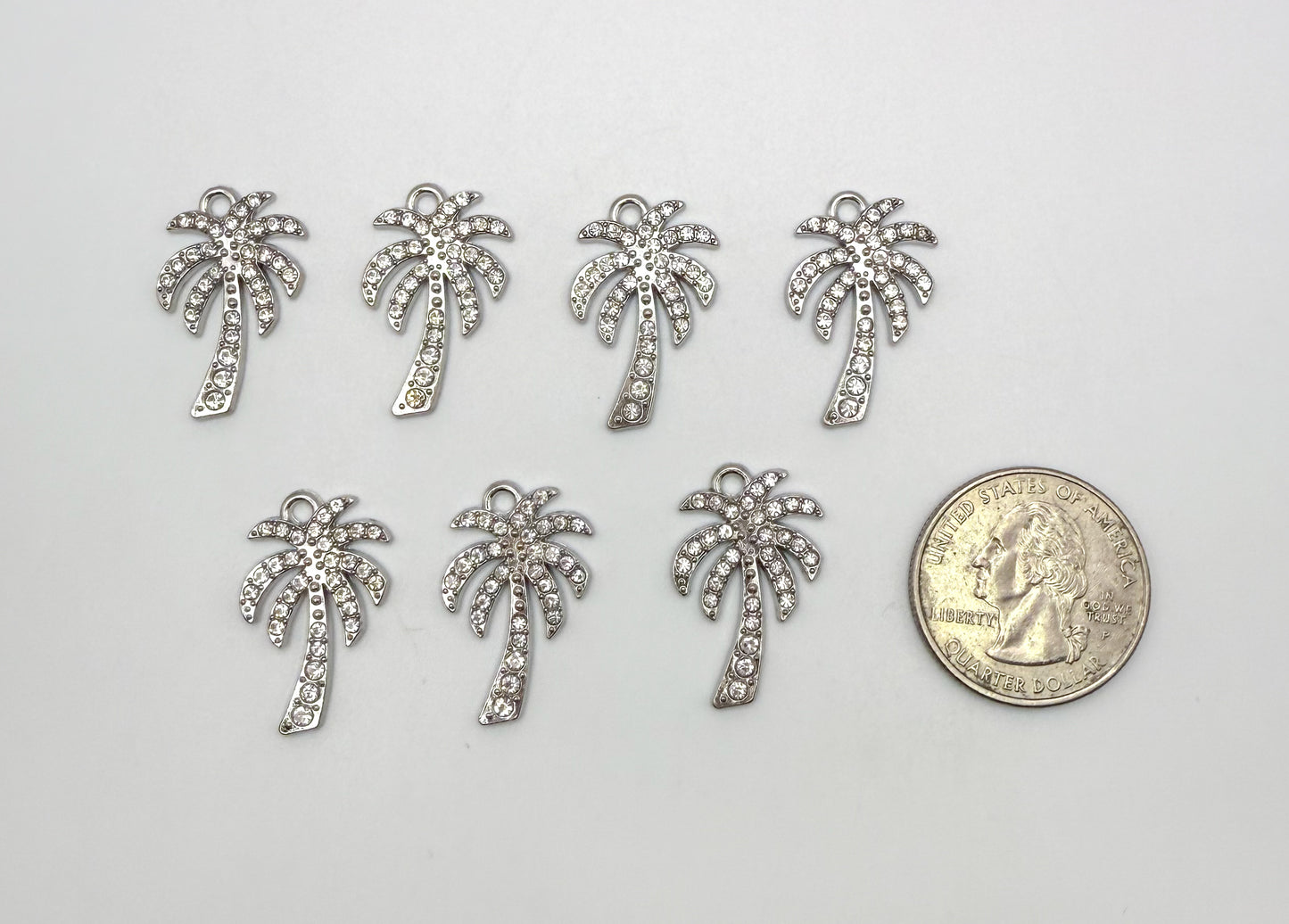 Silver Sparkling Palm Tree DIY Charms