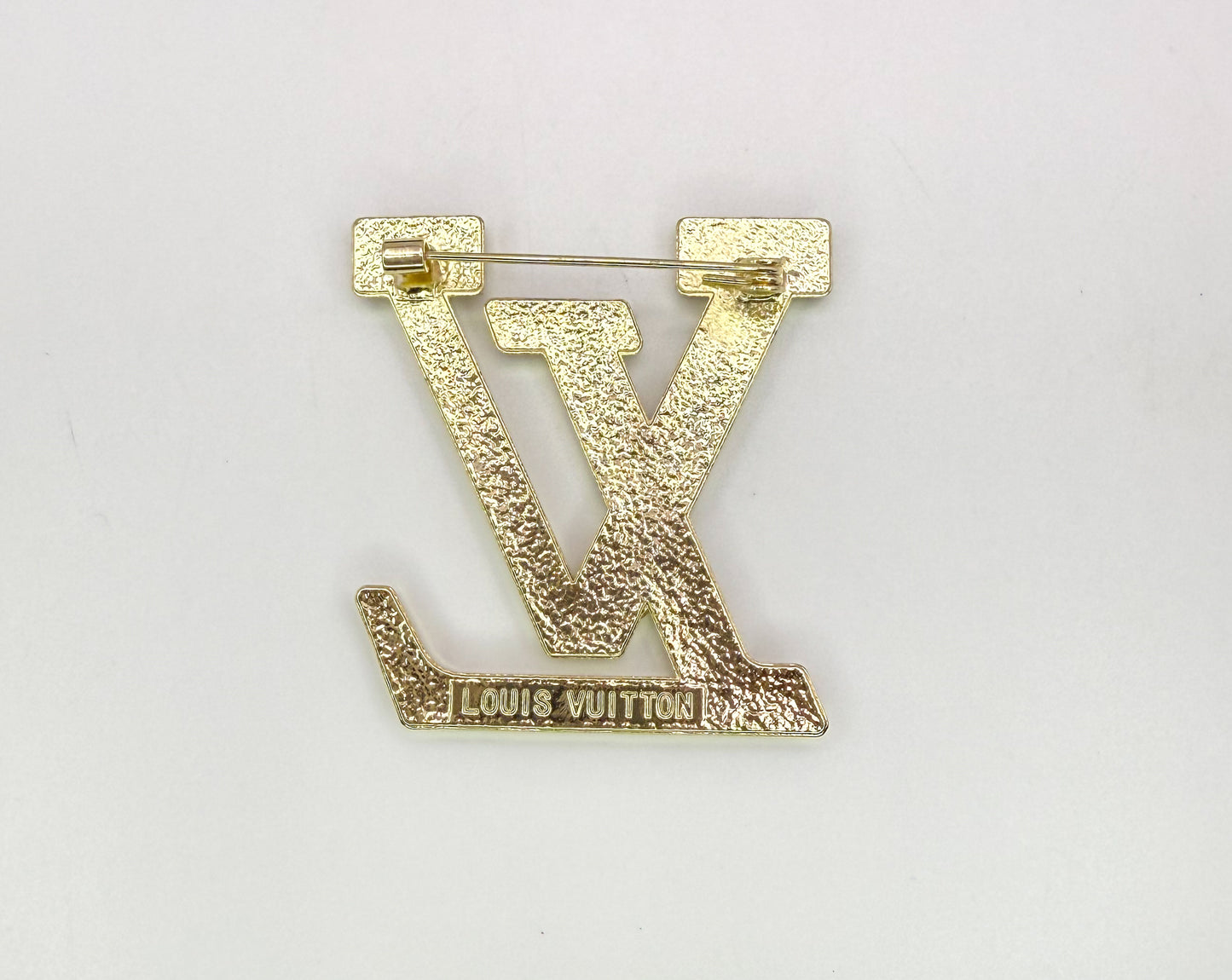 Gold LV Designer Sparkling Brooch