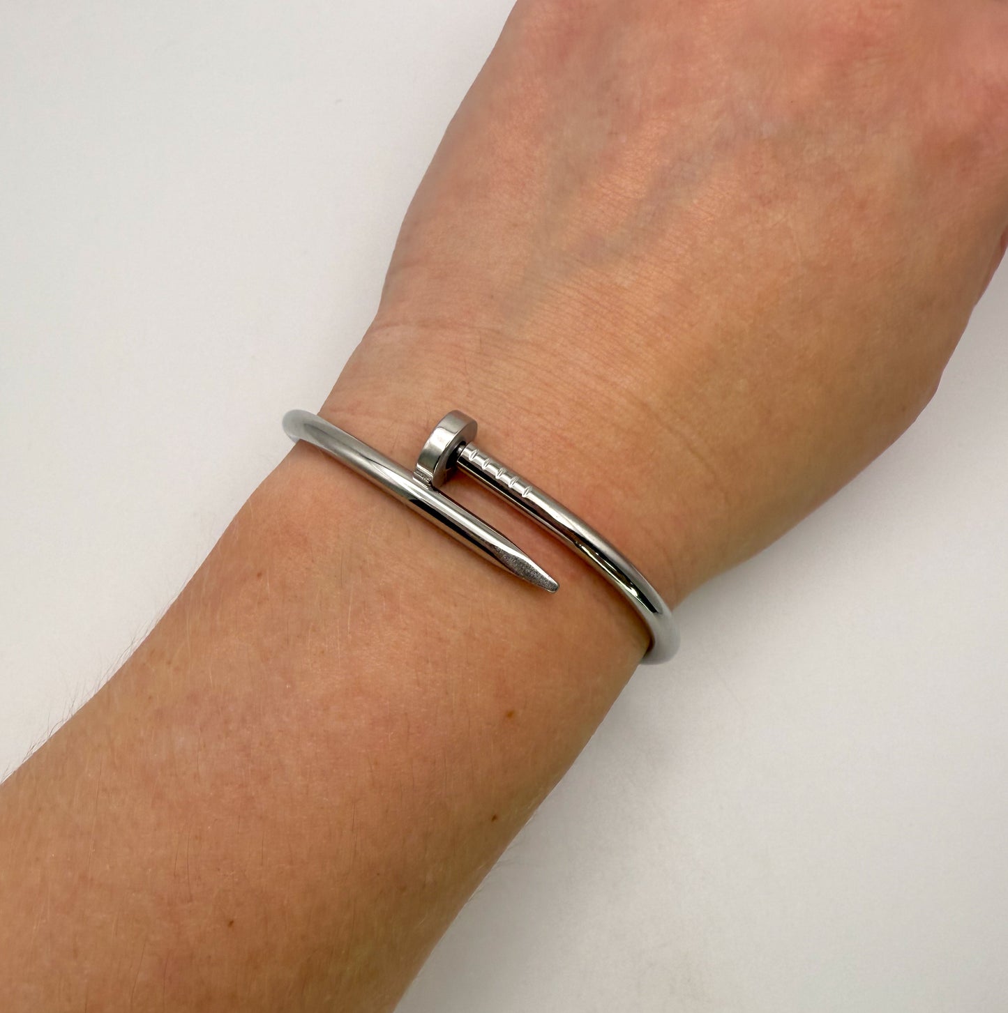 Silver Nail Bangle Bracelet