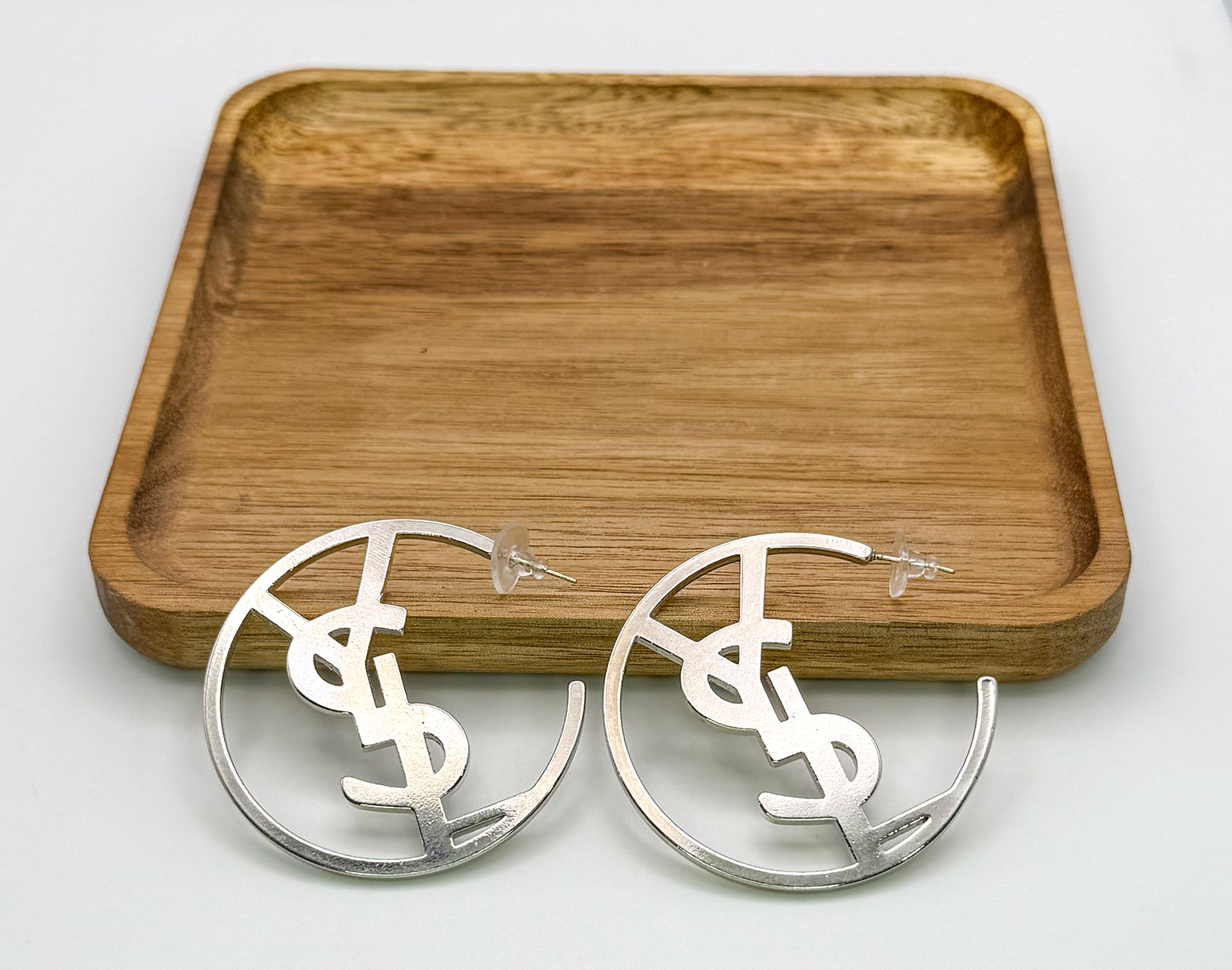 YSL Designer Silver & Gold Hoop Earrings