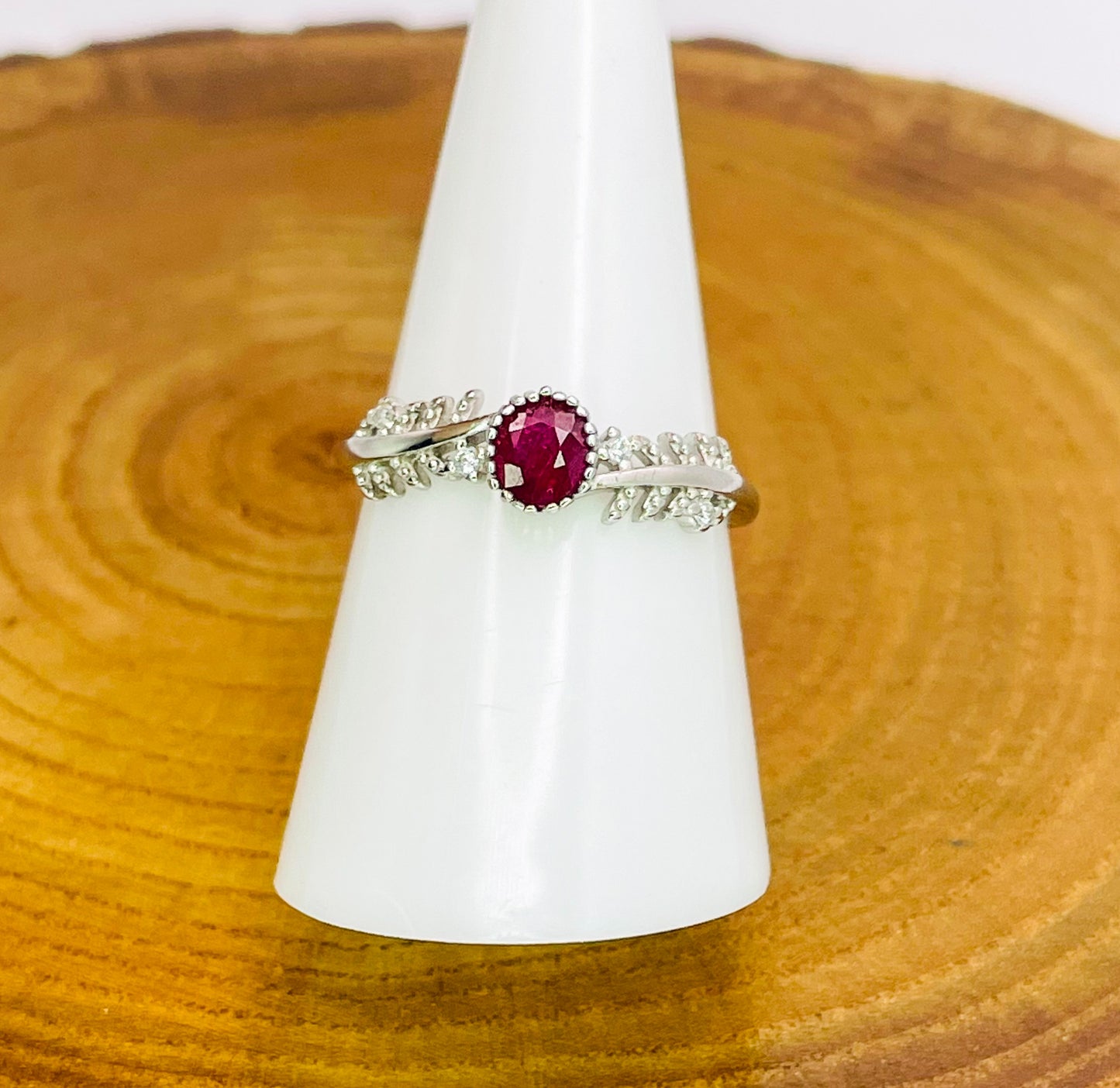 Sterling Silver S925 Natural Ruby Adjustable Rings