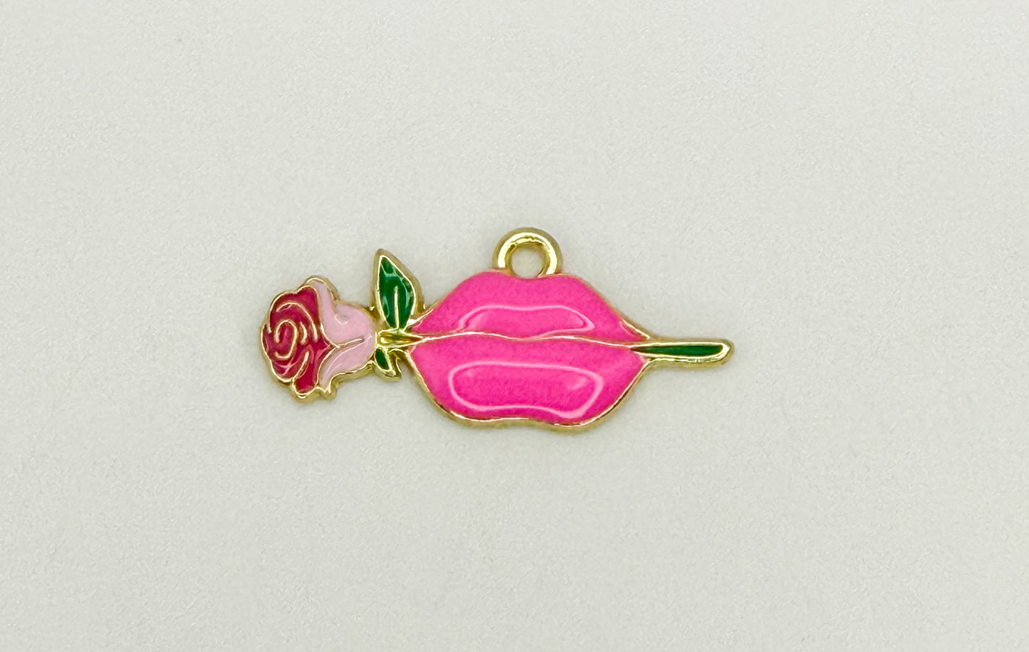 Pink Lips with Rose DIY Metal Charms