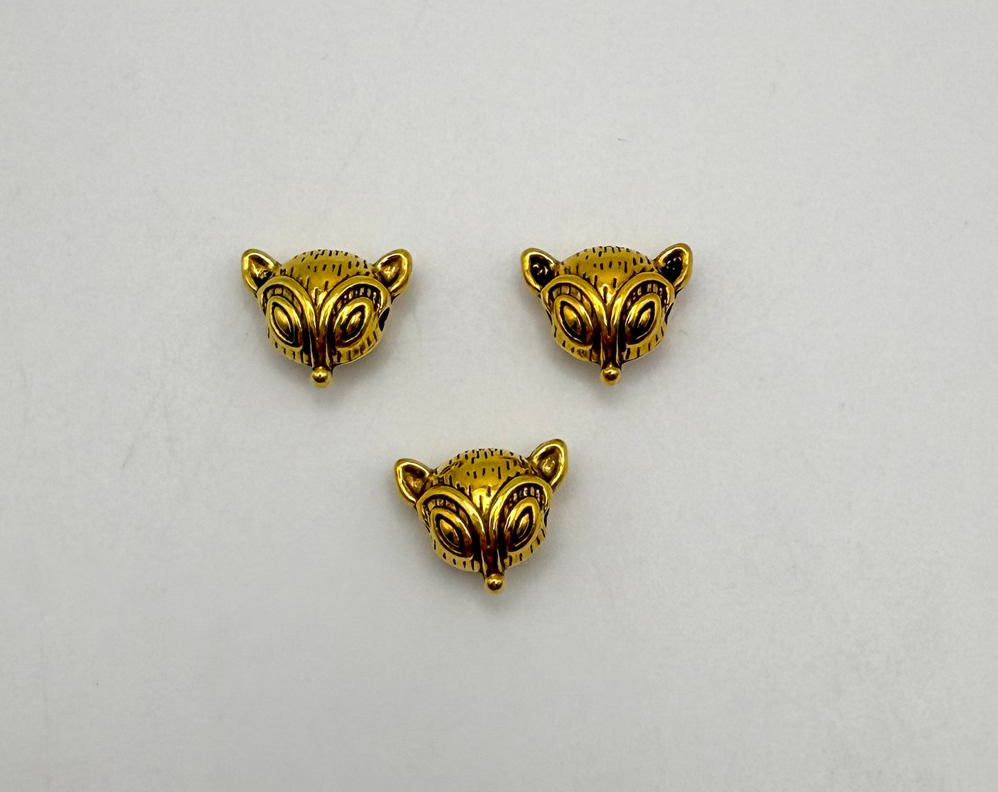 Fox Head Gold & Silver Spacers Charm Beads