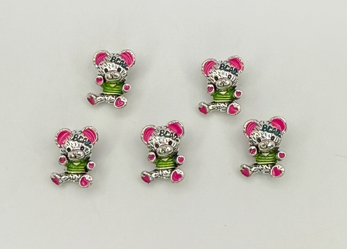 Silver Teddy Bear Spacer Charm for Charm Bracelets