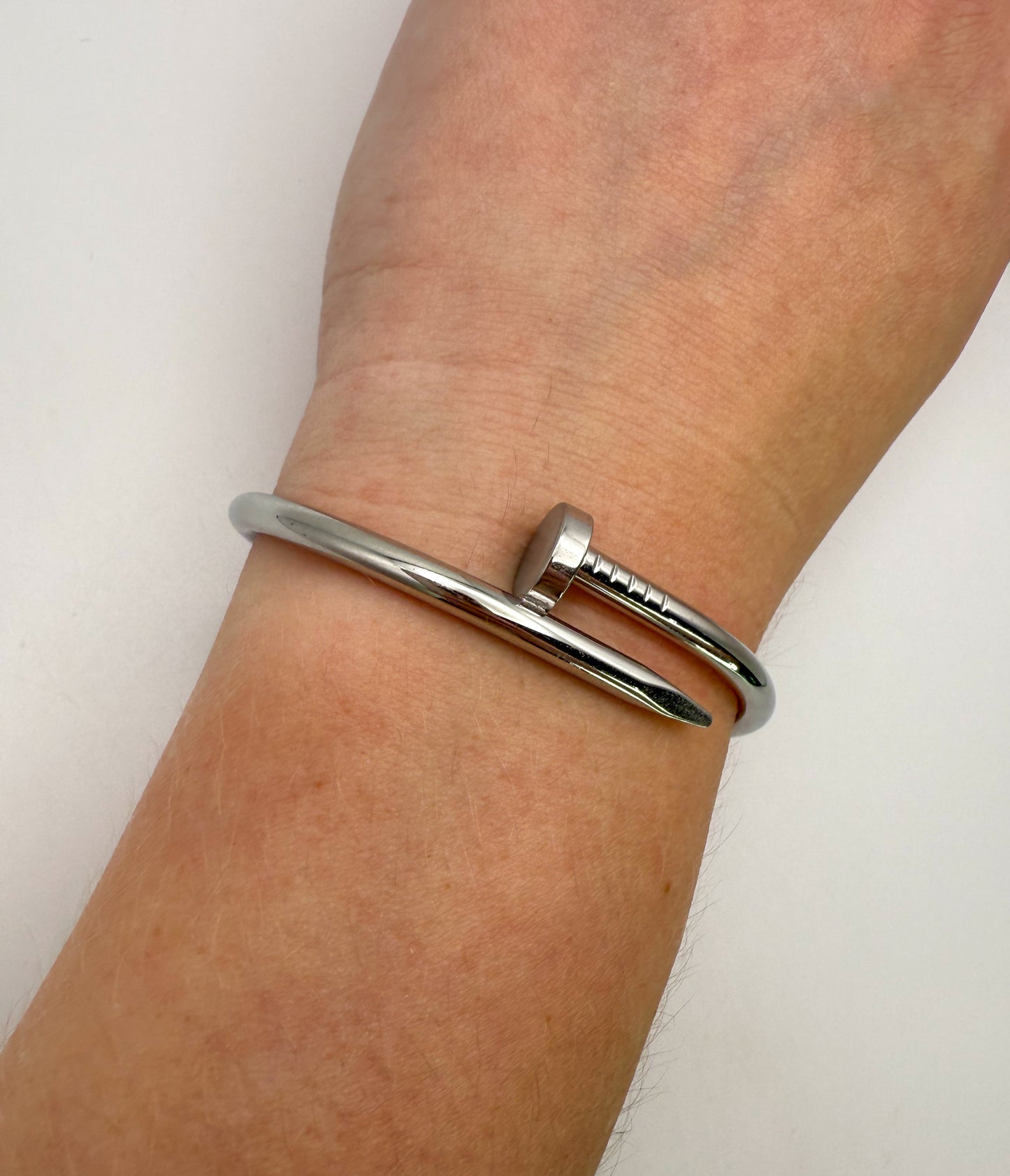 Silver Nail Bangle Bracelet