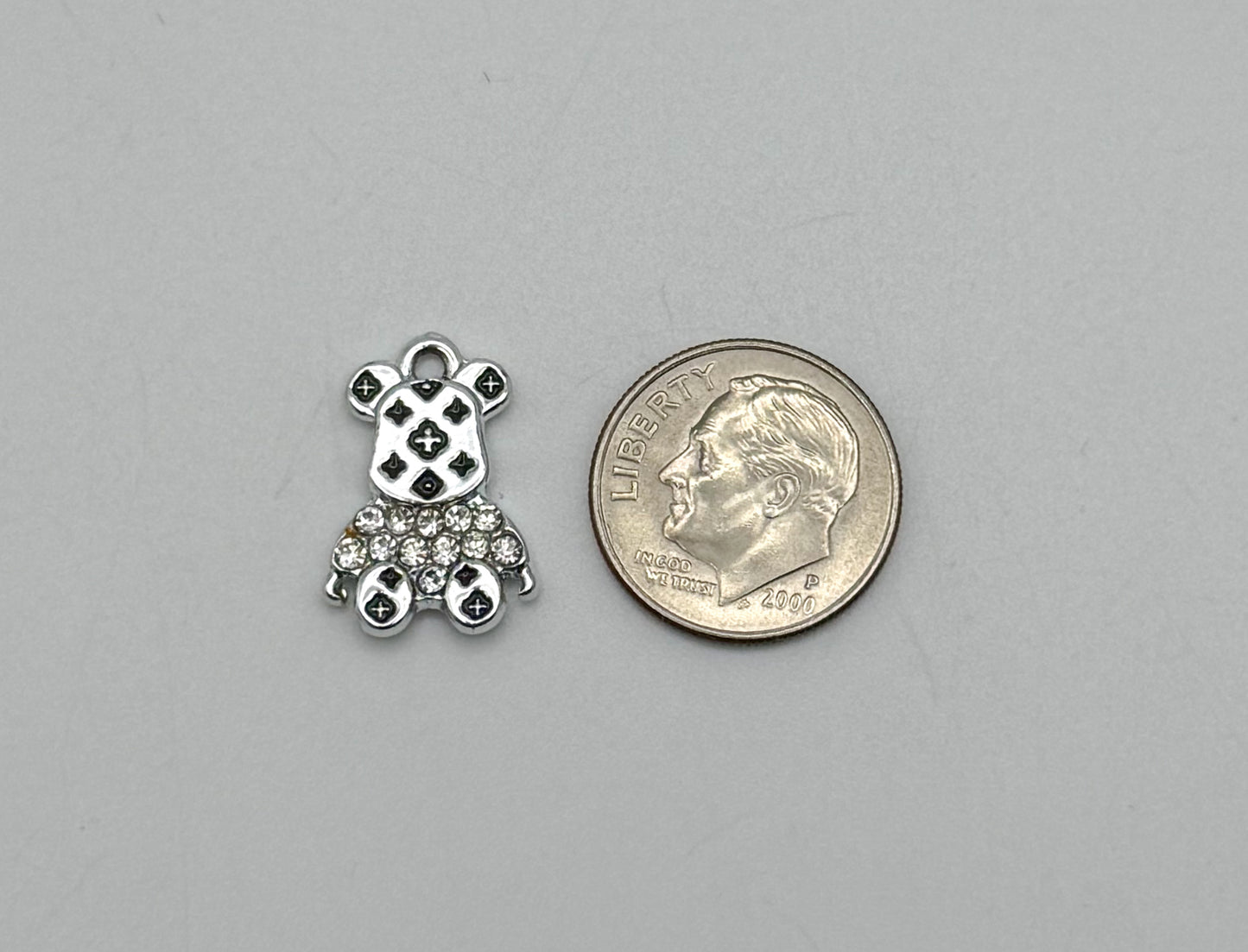 Silver LV Inspired Bear DIY Metal Charm