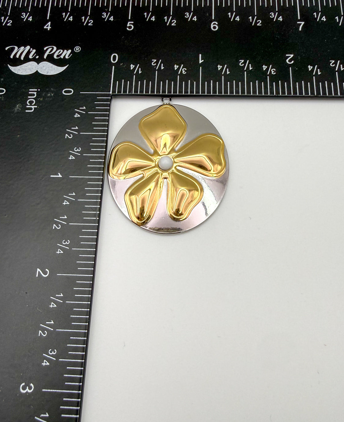 Mixed Metal Round Flower Charm Pendant DIY