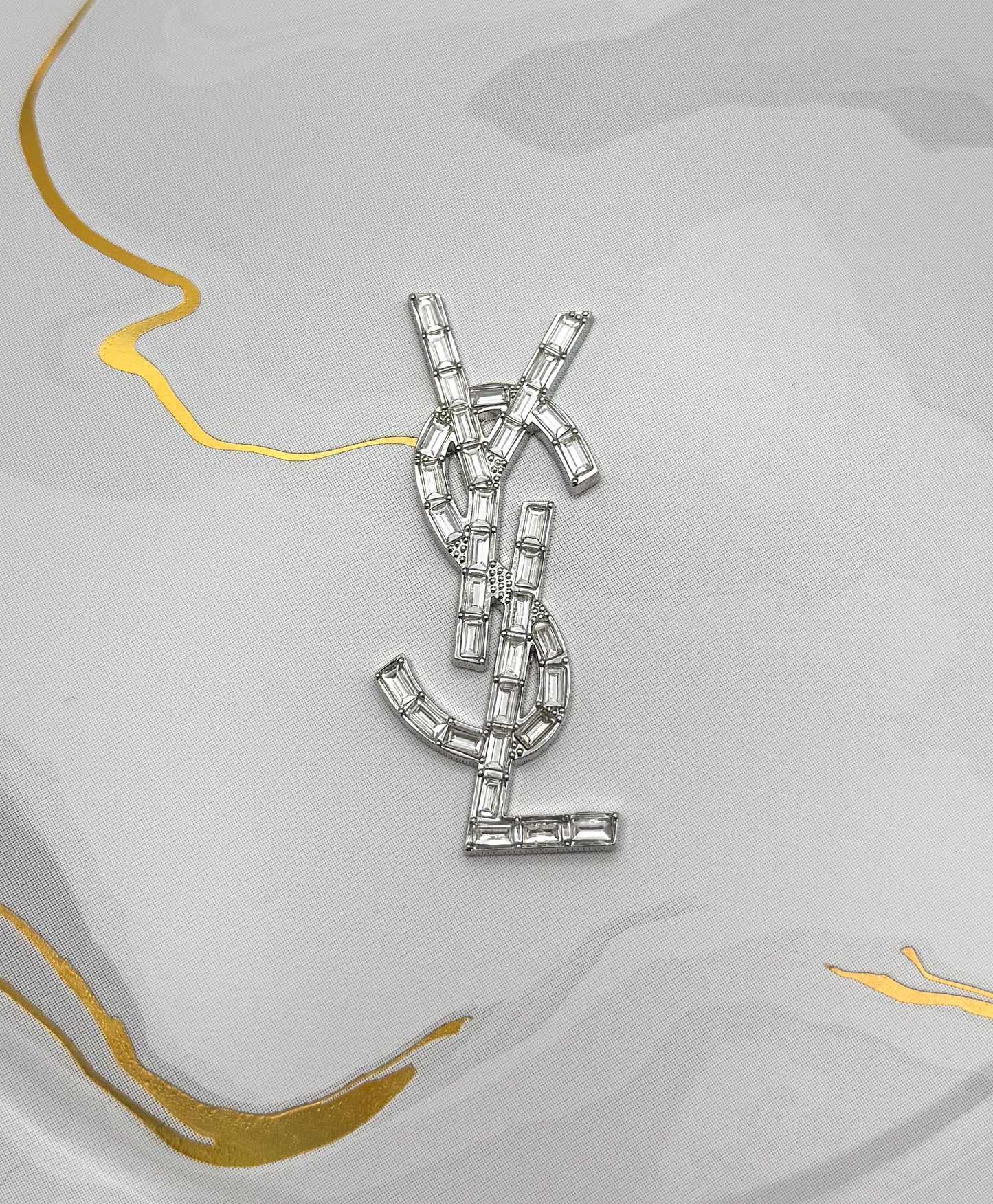 Silver Big Size Crystal Clear YSL & Dior DIY Metal Charms