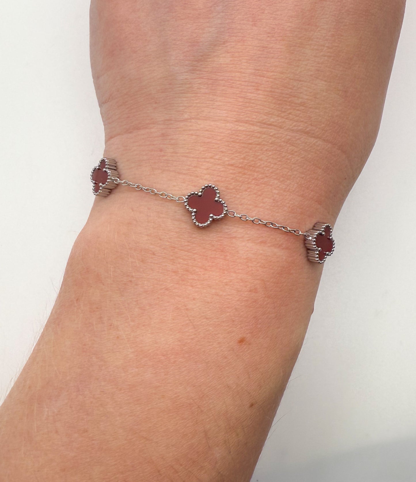 Mini Silver Clover Chain Link Adjustable Bracelets